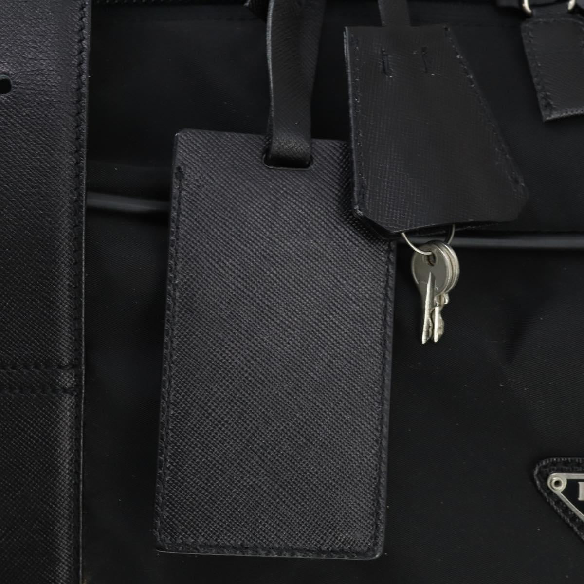 PRADA Boston Bag Nylon Black Silver Auth 162424