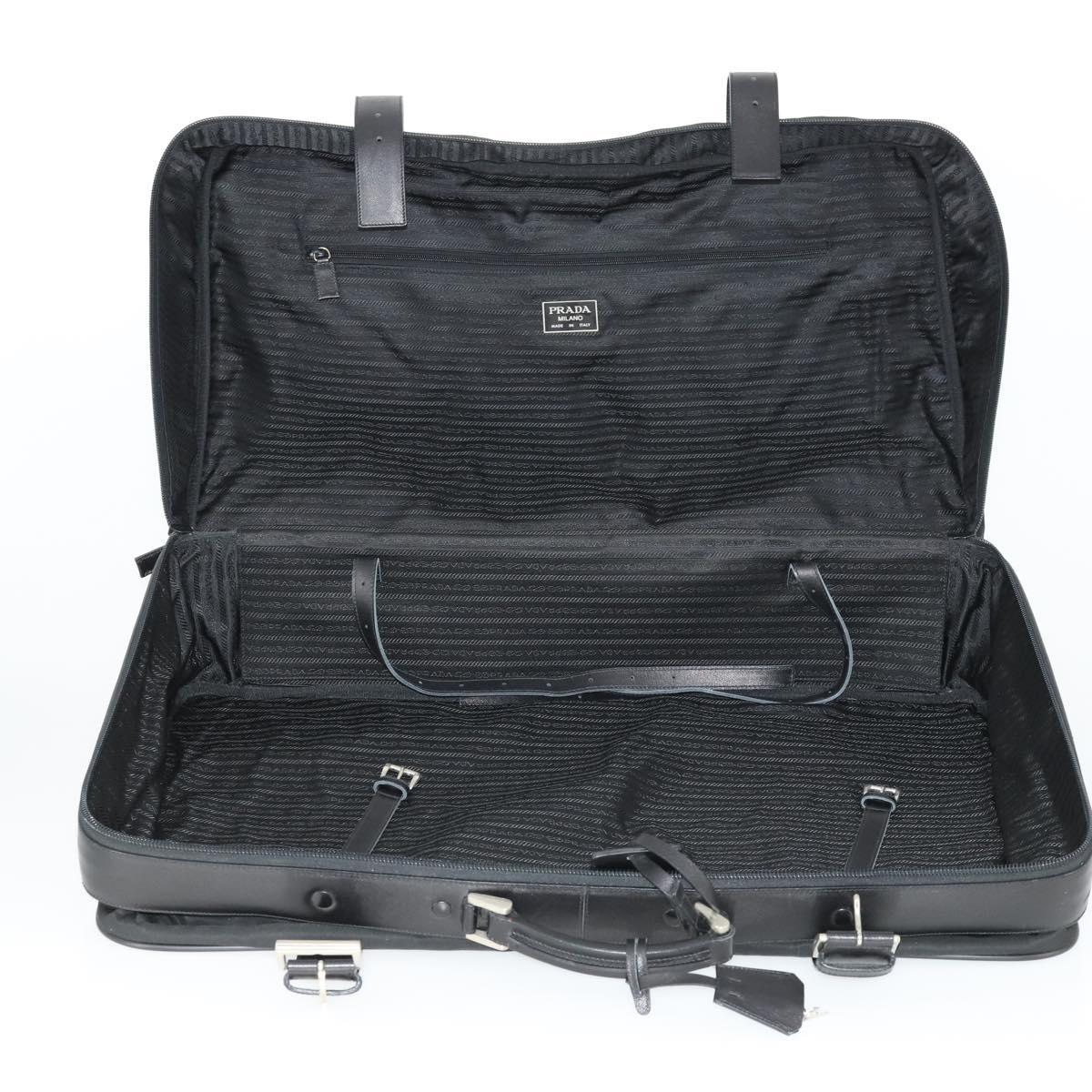 PRADA Boston Bag Nylon Black Silver Auth 162424