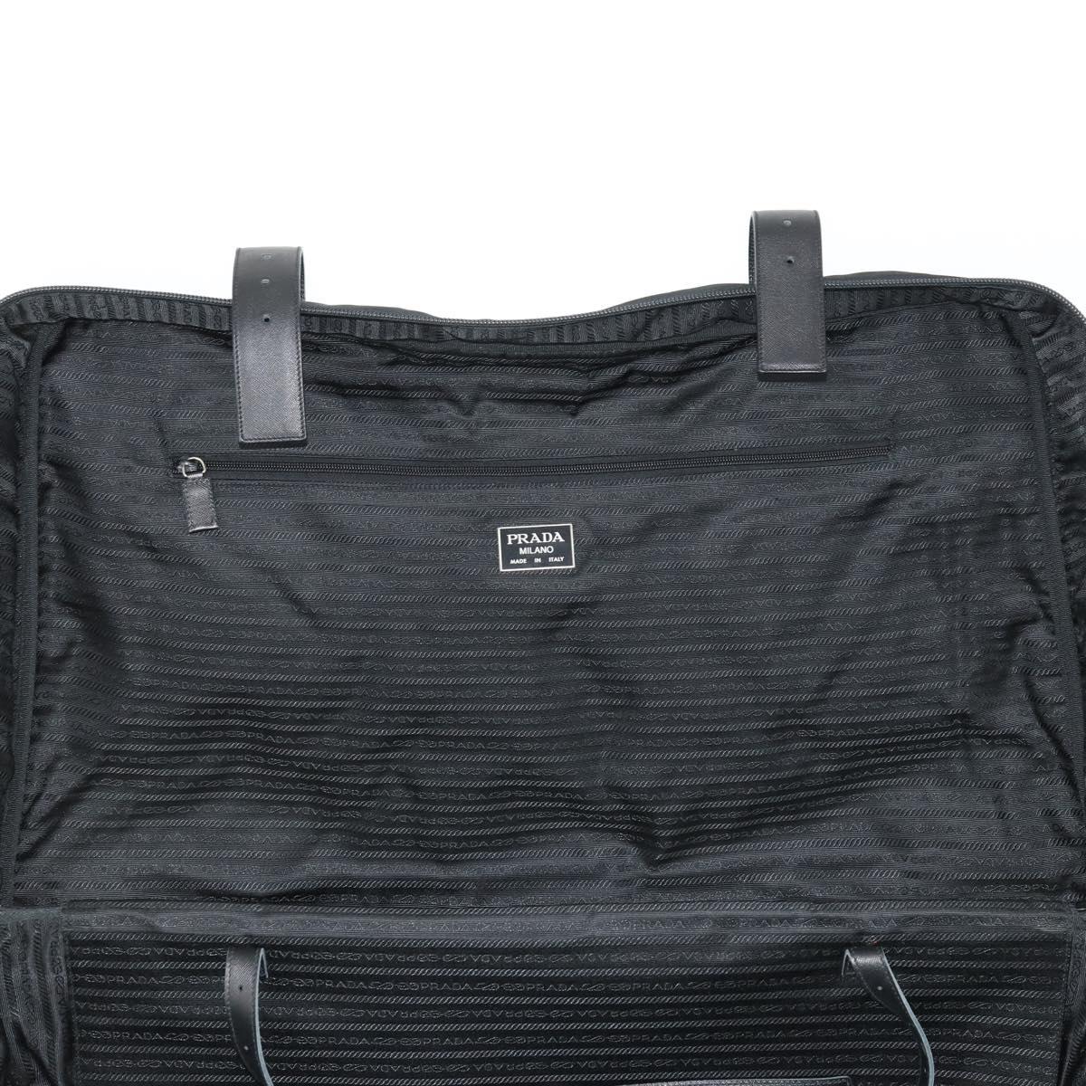 PRADA Boston Bag Nylon Black Silver Auth 162424