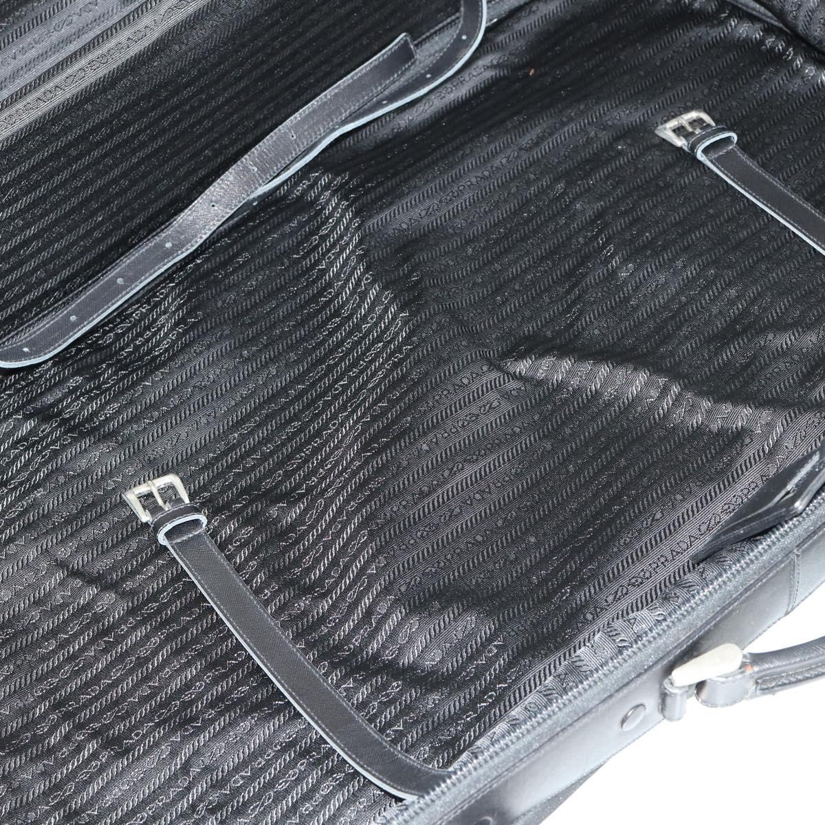 PRADA Boston Bag Nylon Black Silver Auth 162424