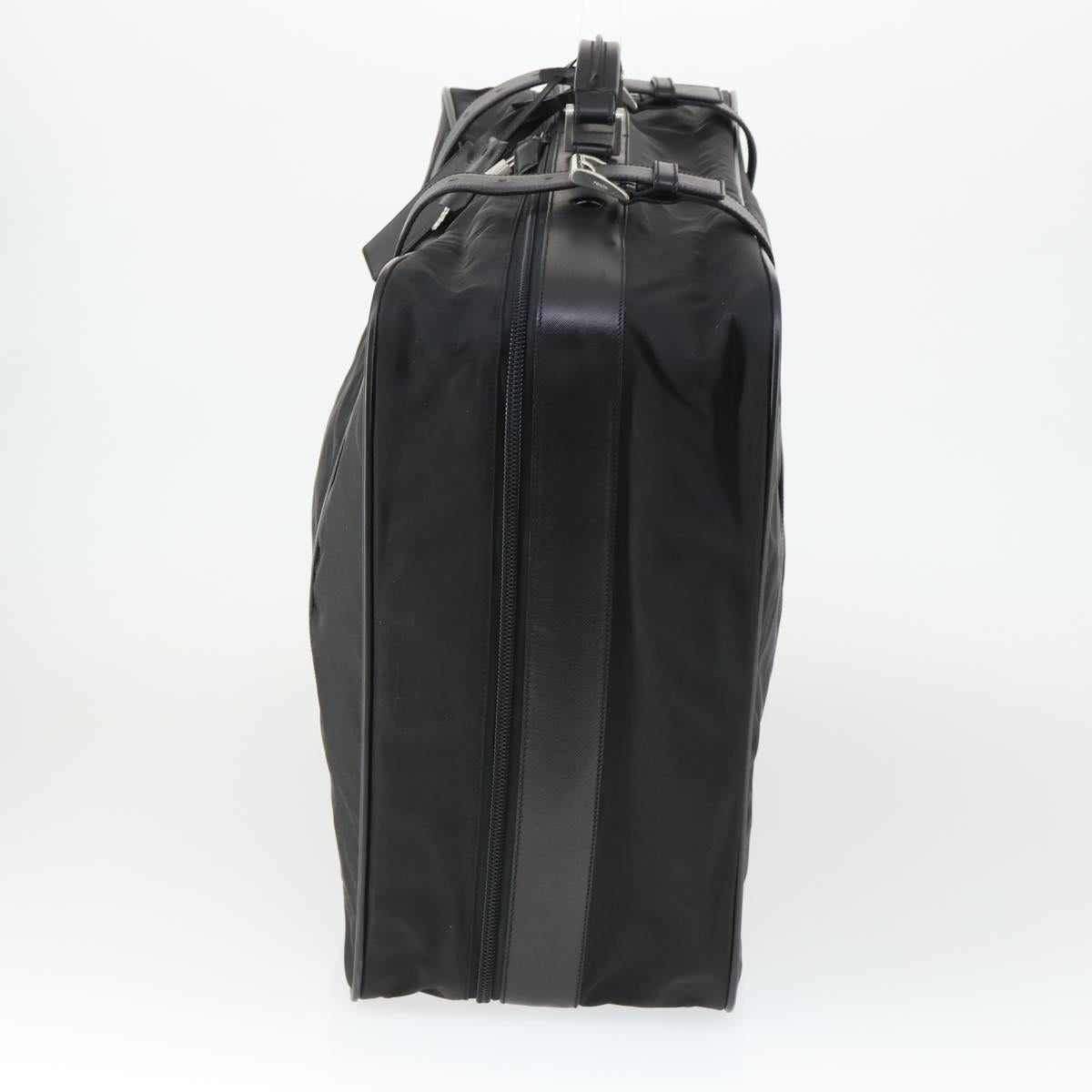 PRADA Boston Bag Nylon Black Silver Auth 162424