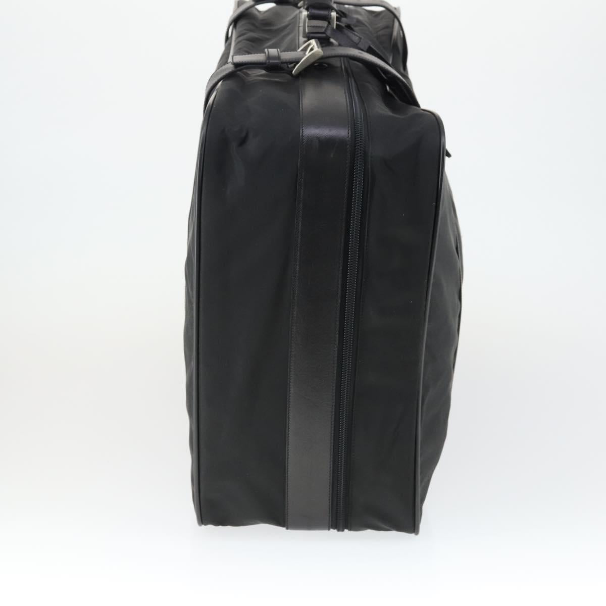 PRADA Boston Bag Nylon Black Silver Auth 162424