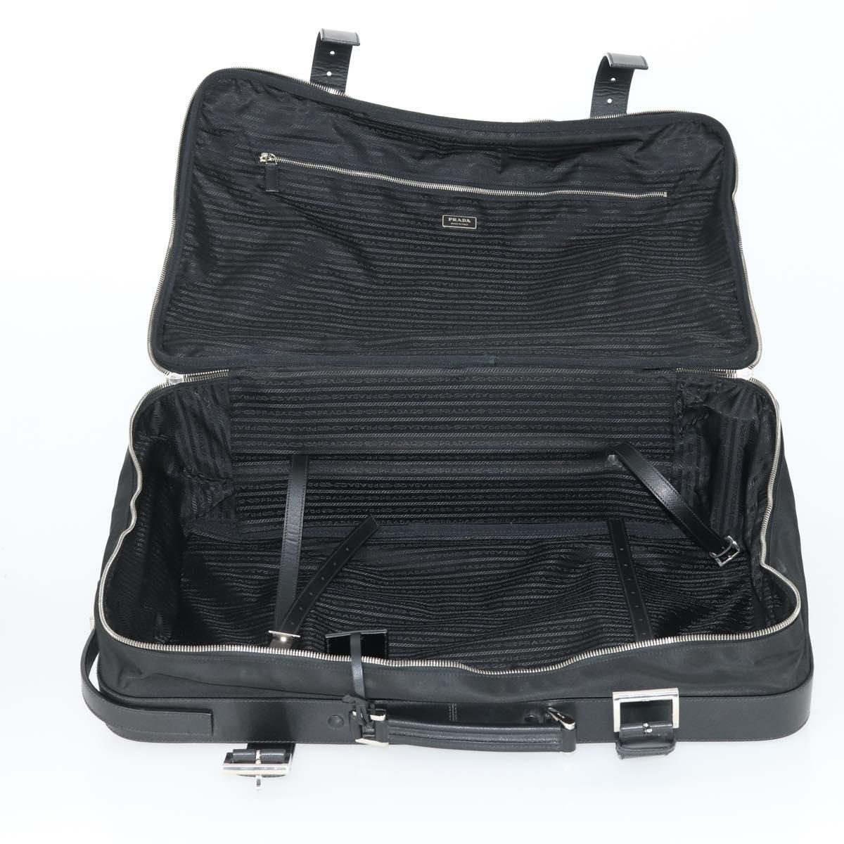 PRADA Suitcase Nylon Black Silver Auth 162425