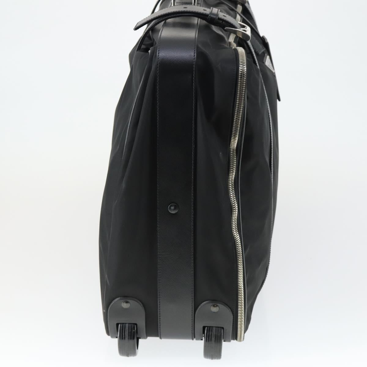 PRADA Suitcase Nylon Black Silver Auth 162425