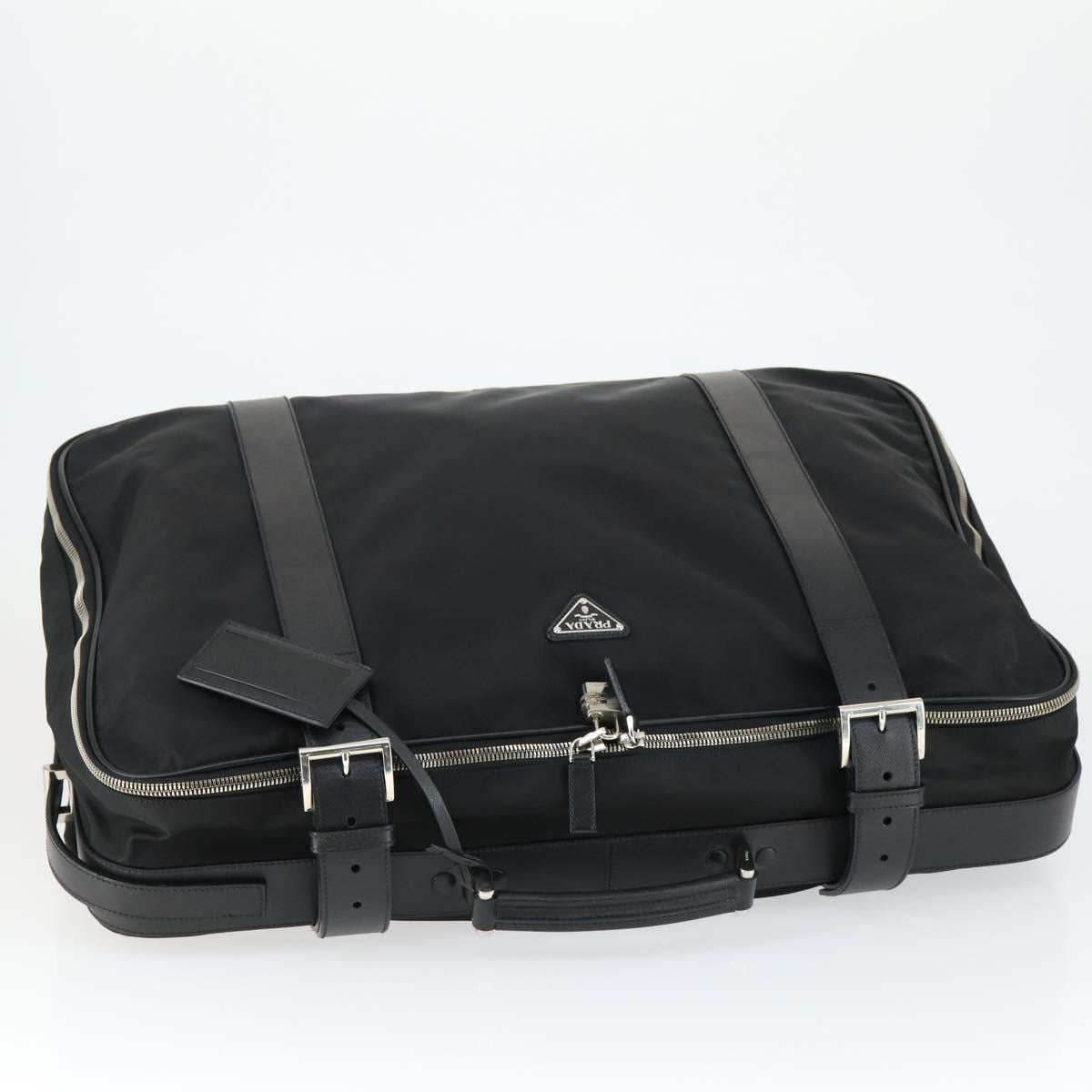 PRADA Suitcase Nylon Black Silver Auth 162425