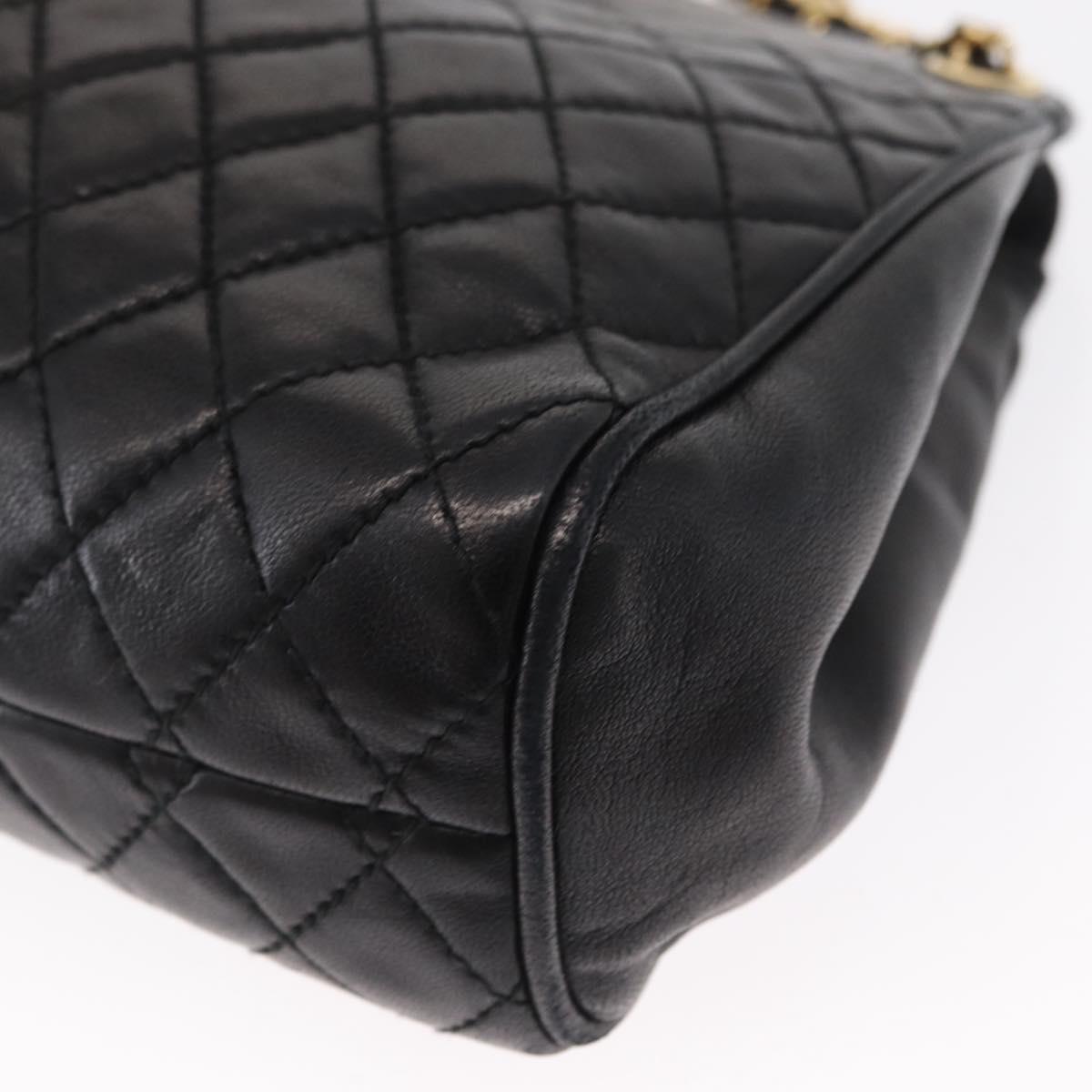 BALLY Chain Shoulder Bag Leather Black Gold Auth 162445