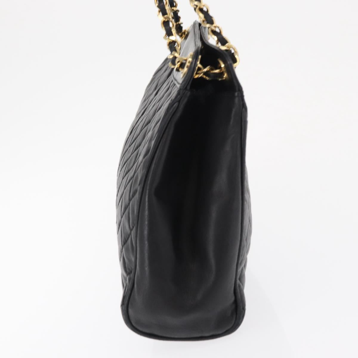 BALLY Chain Shoulder Bag Leather Black Gold Auth 162445
