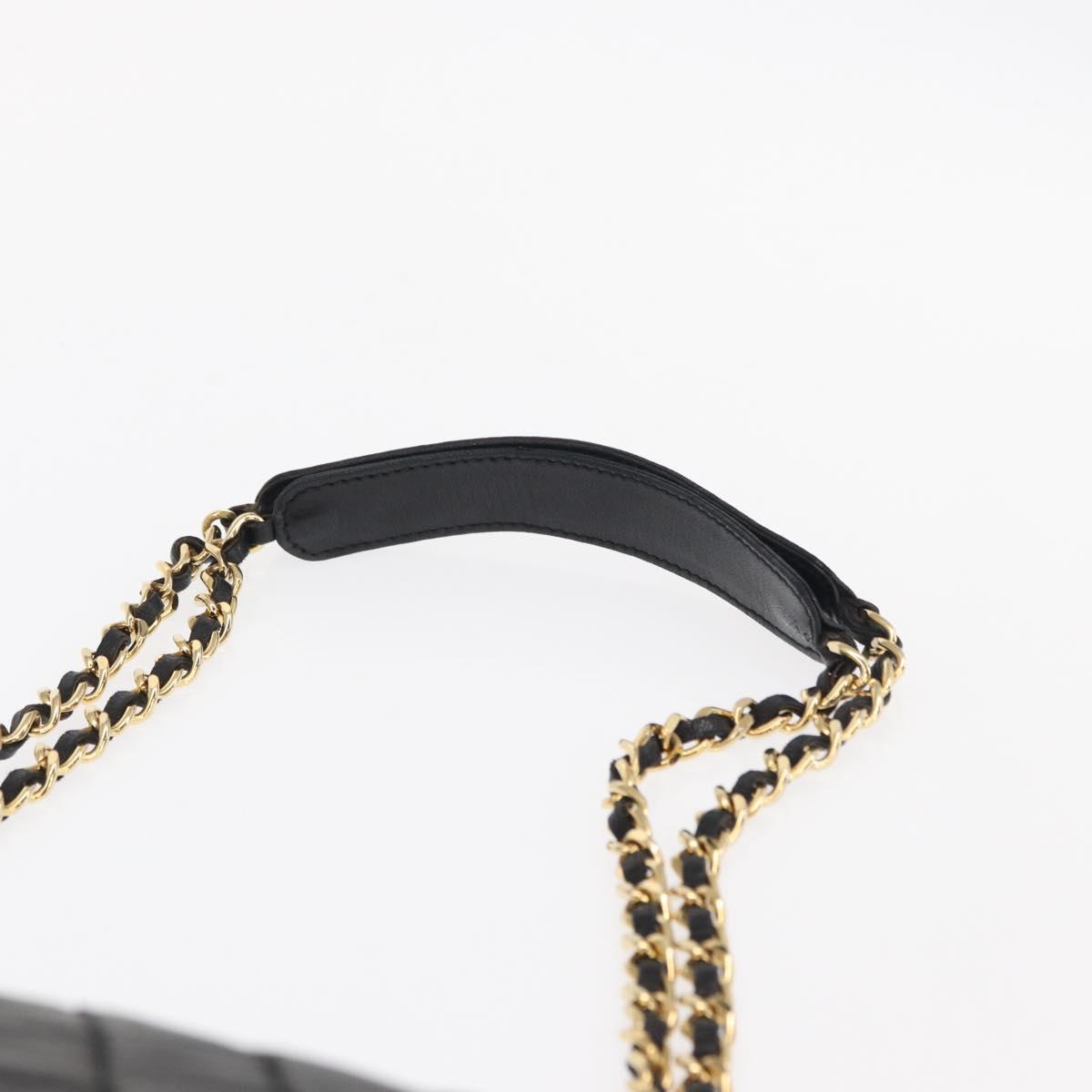BALLY Chain Shoulder Bag Leather Black Gold Auth 162445