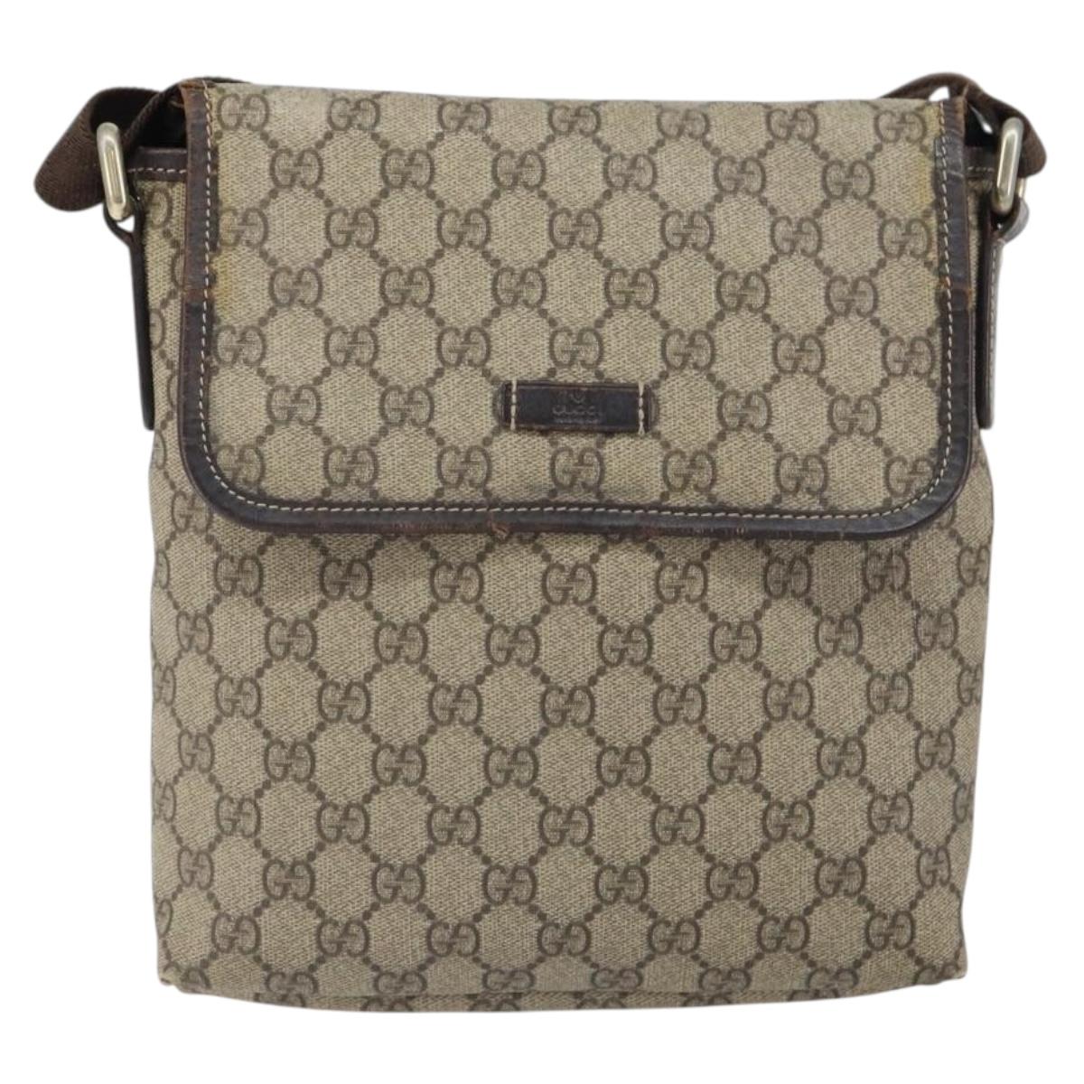 GUCCI GG Supreme Shoulder Bag PVC Beige 223666 Auth 162452