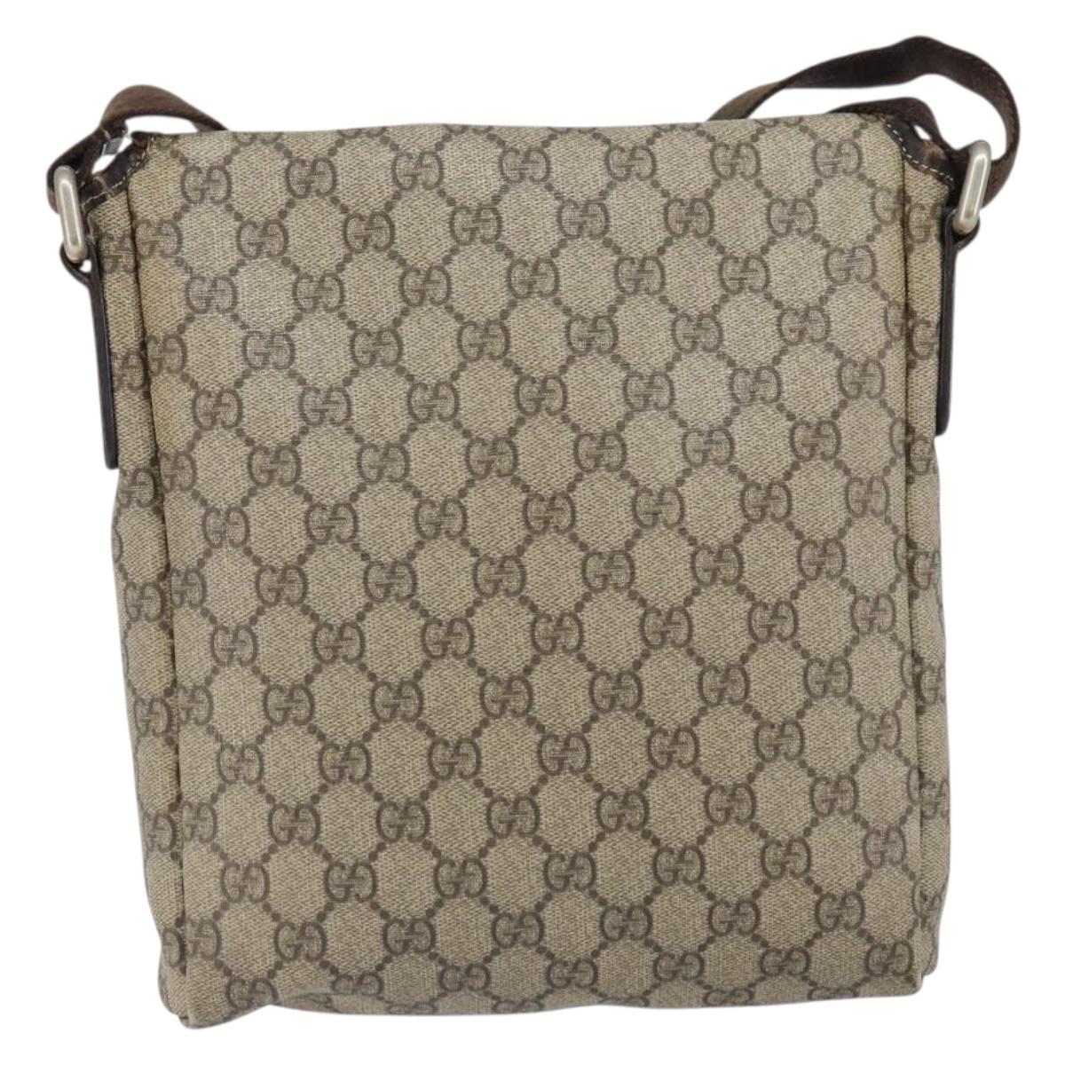 GUCCI GG Supreme Shoulder Bag PVC Beige 223666 Auth 162452