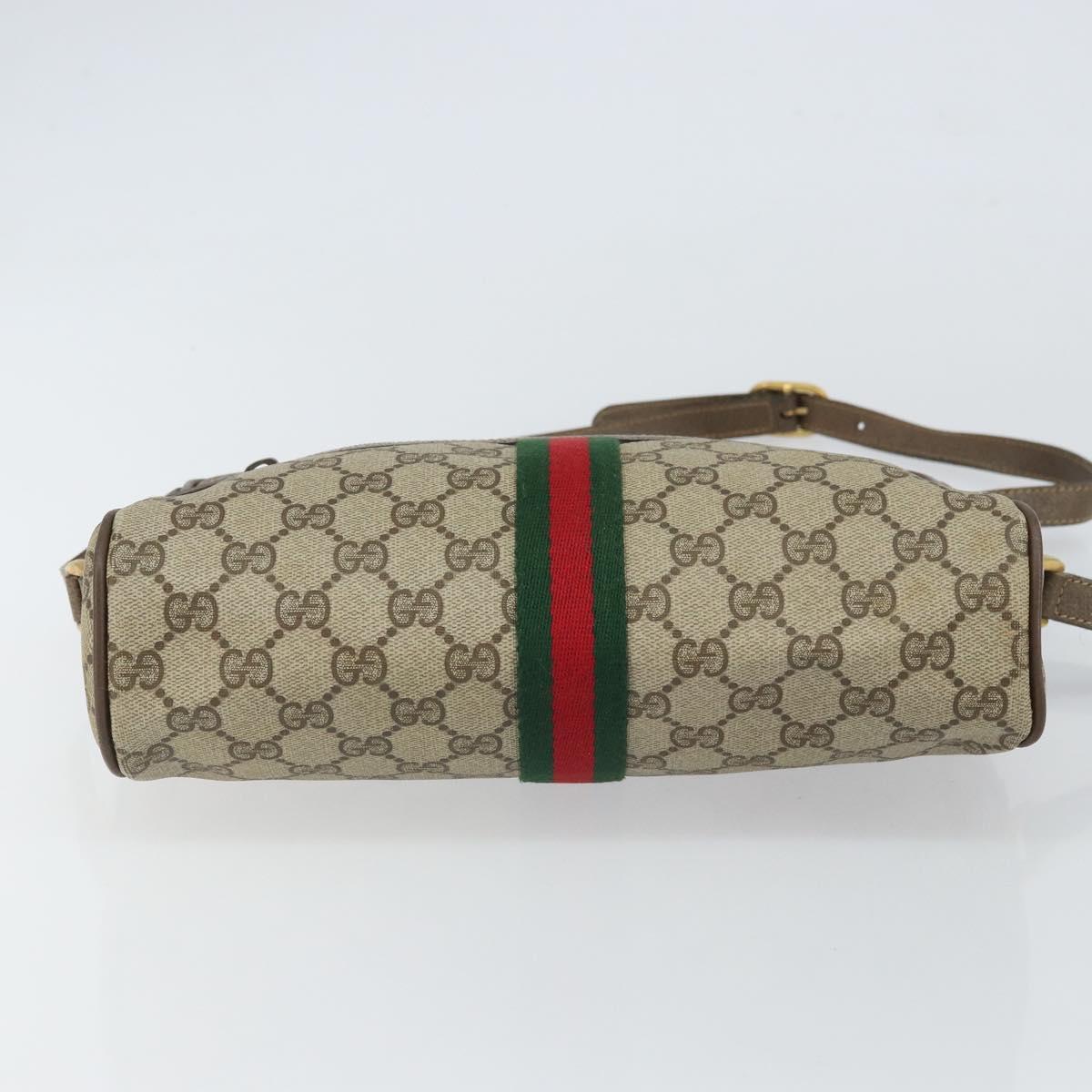 GUCCI GG Supreme Web Sherry Line Bag PVC Beige Gold 24 02 005 Auth 162455