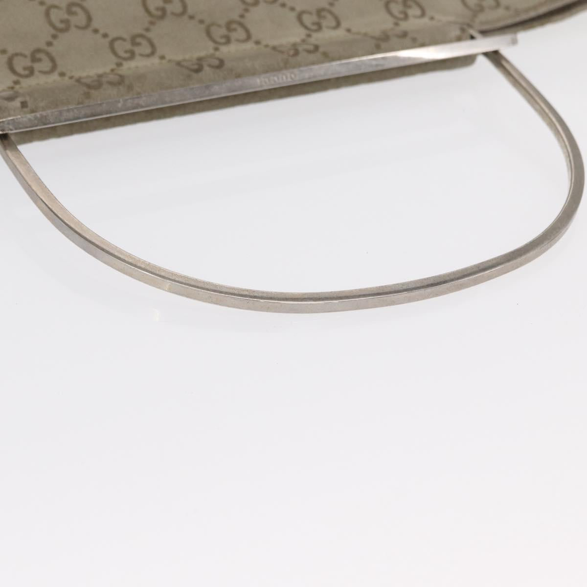 GUCCI GG Canvas Tote Bag Suede Beige Silver Auth 162462