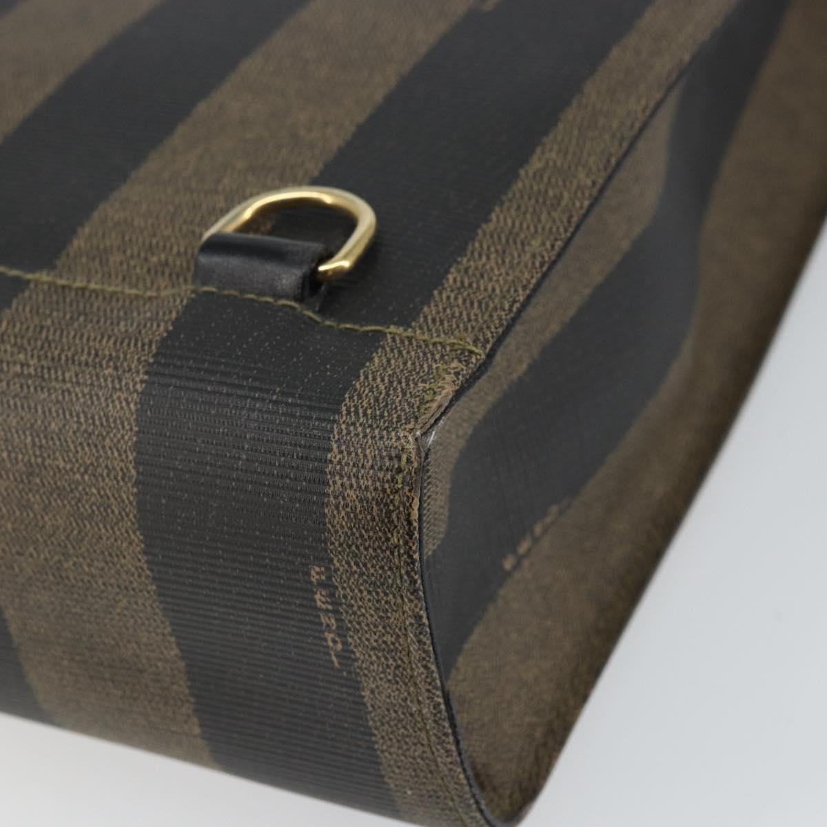 FENDI Pecan Canvas Tote Bag Brown Black Auth 162463