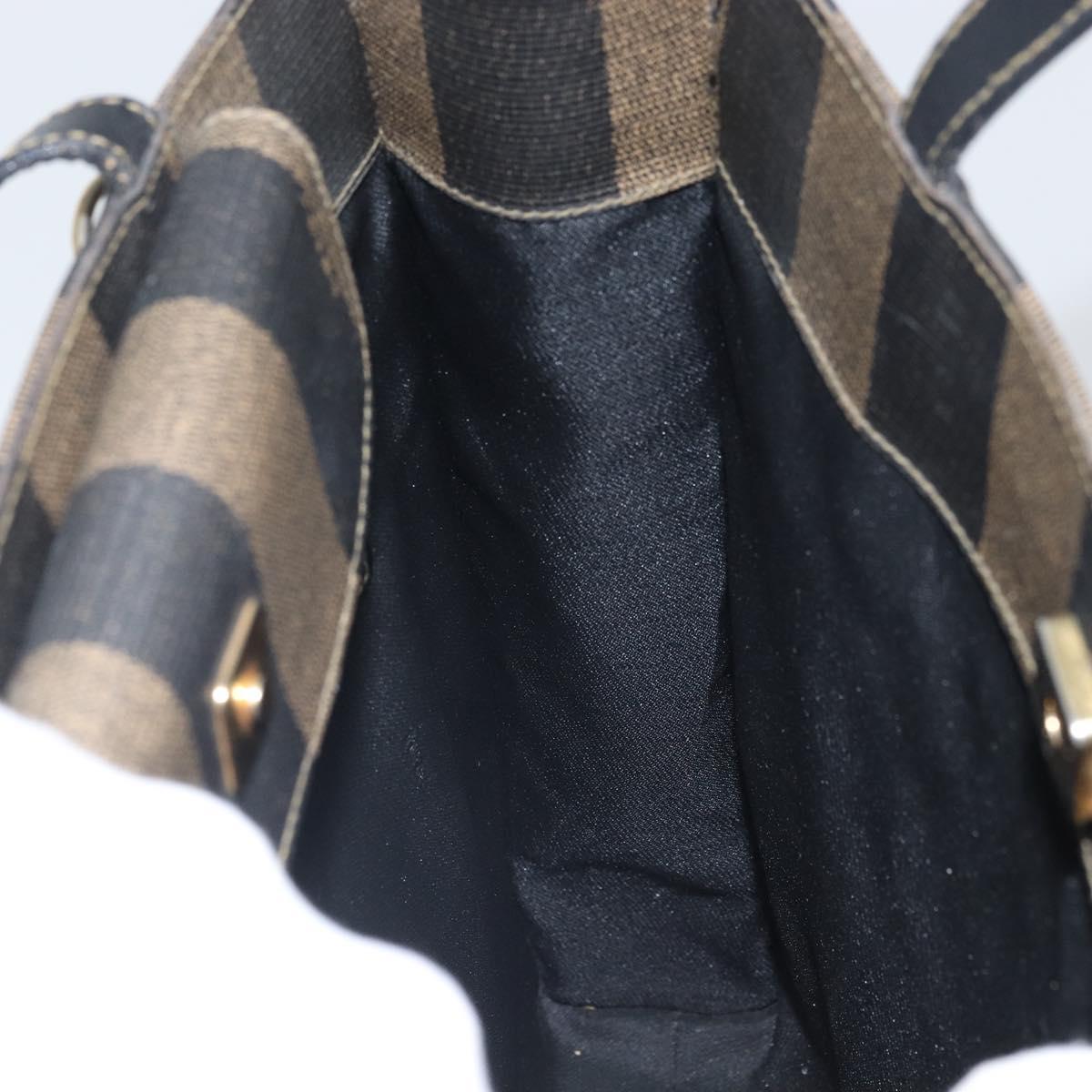 FENDI Pecan Canvas Tote Bag Brown Black Auth 162463