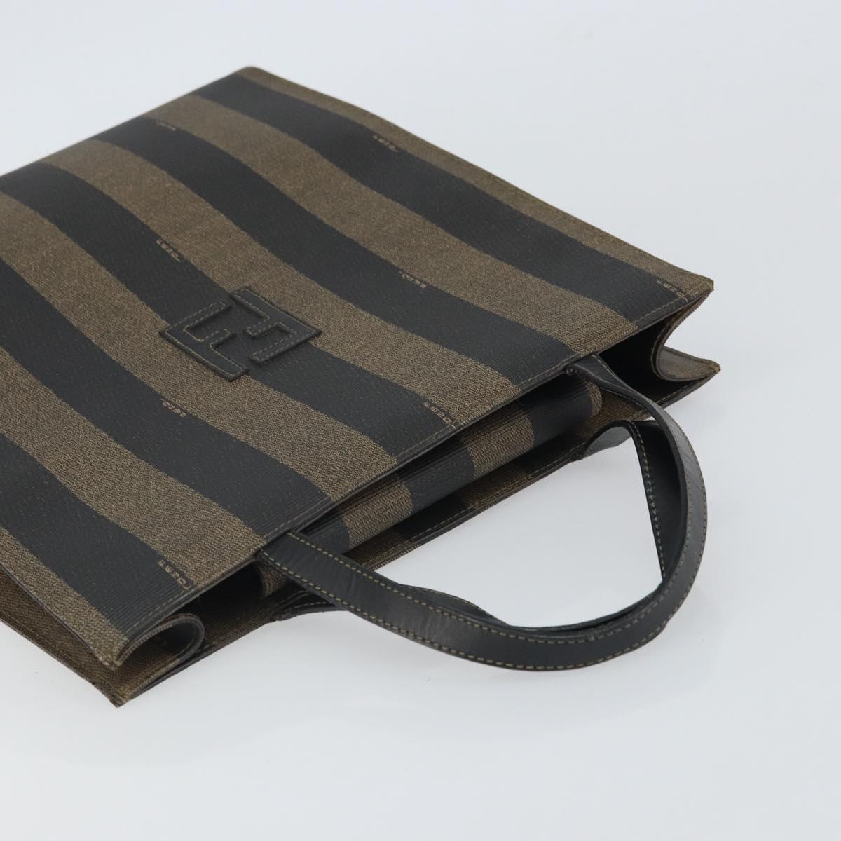 FENDI Pecan Canvas Tote Bag Brown Black Auth 162463