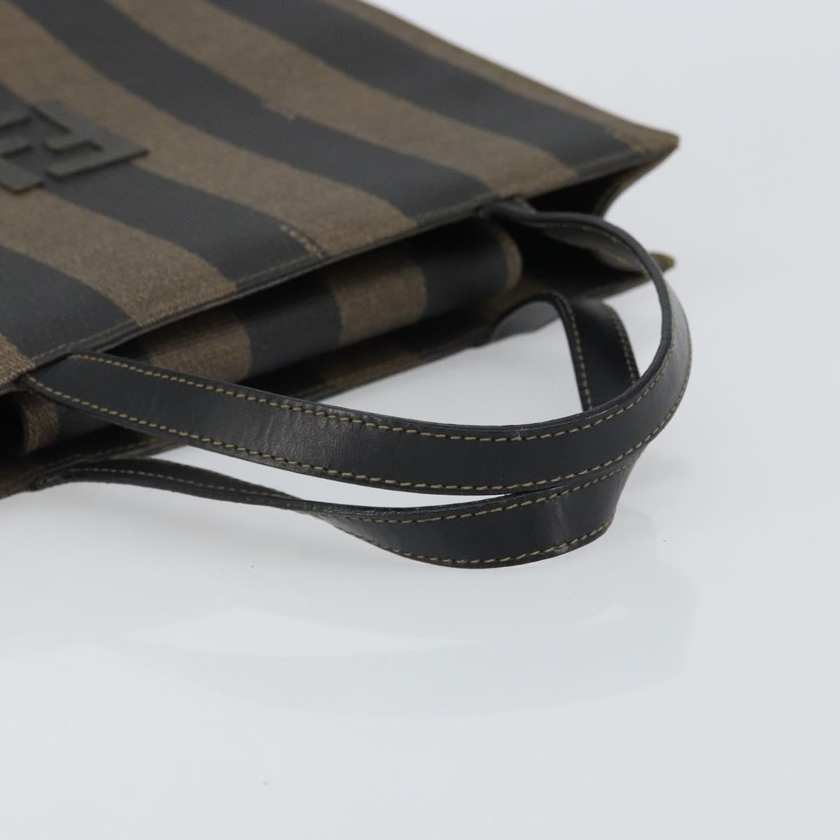 FENDI Pecan Canvas Tote Bag Brown Black Auth 162463