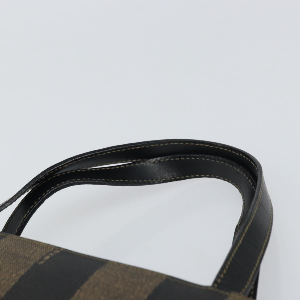 FENDI Pecan Canvas Tote Bag Brown Black Auth 162463