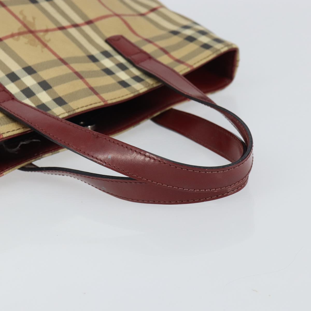 BURBERRY Nova Check Tote Bag PVC Beige Silver Auth 162465