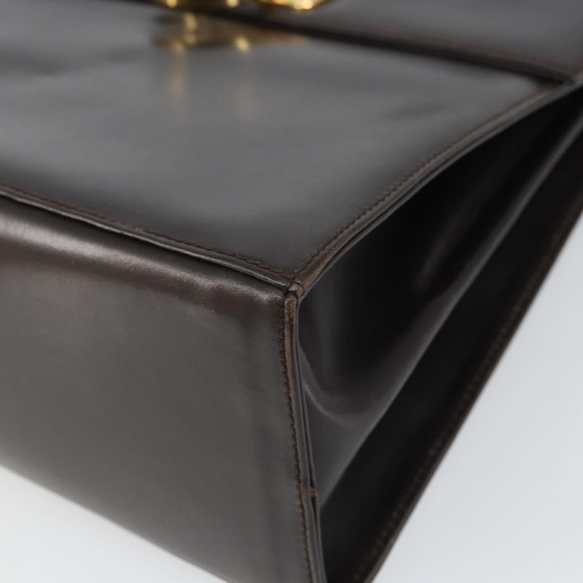 Salvatore Ferragamo Gancini Hand Bag Leather 2way Brown Gold Auth 162468