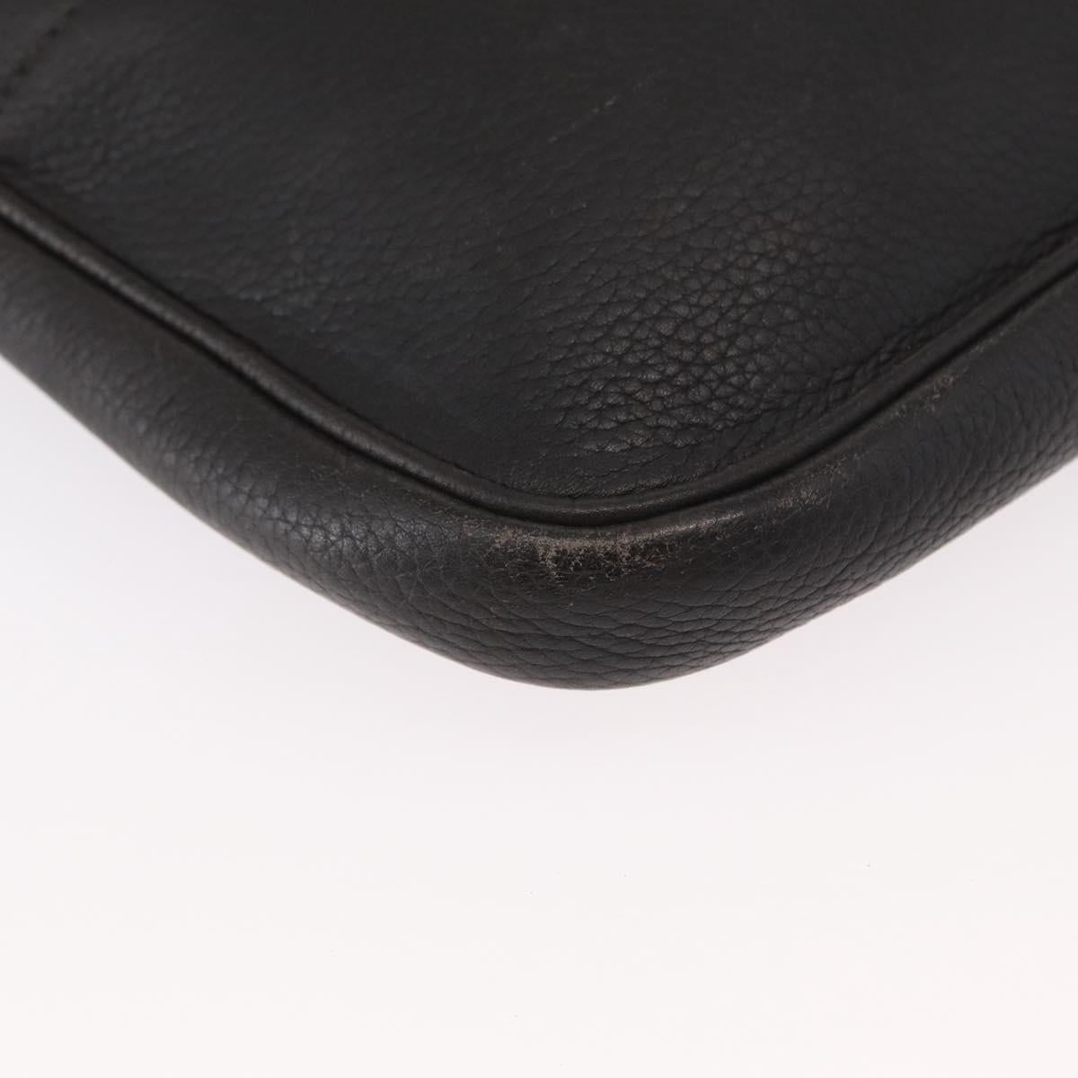 DELVAUX Chain Shoulder Bag Leather Black Gold Auth 162472