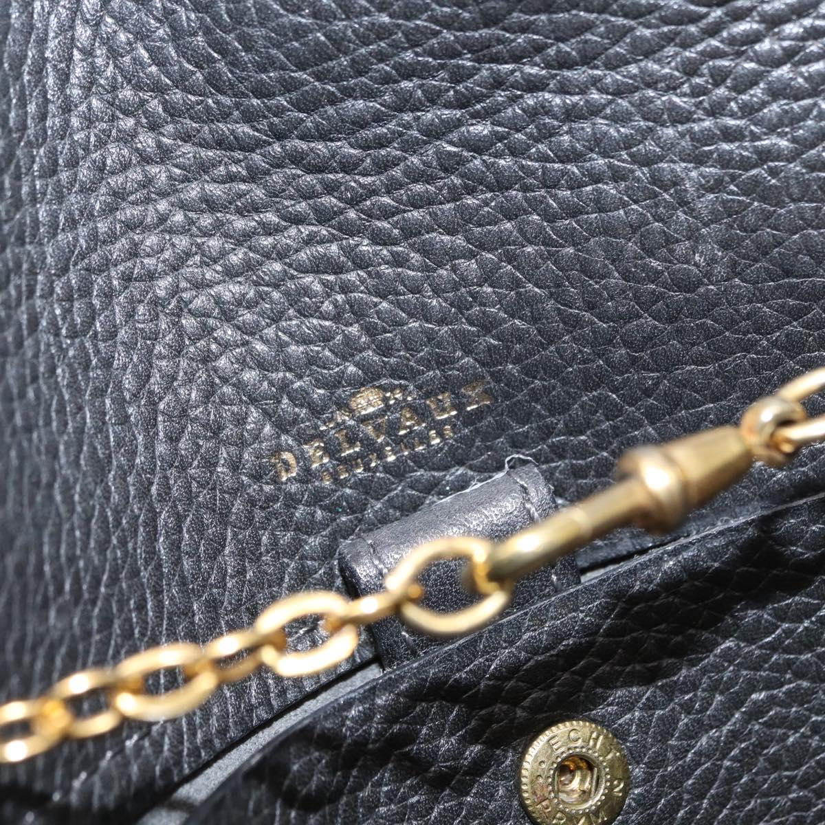 DELVAUX Chain Shoulder Bag Leather Black Gold Auth 162472