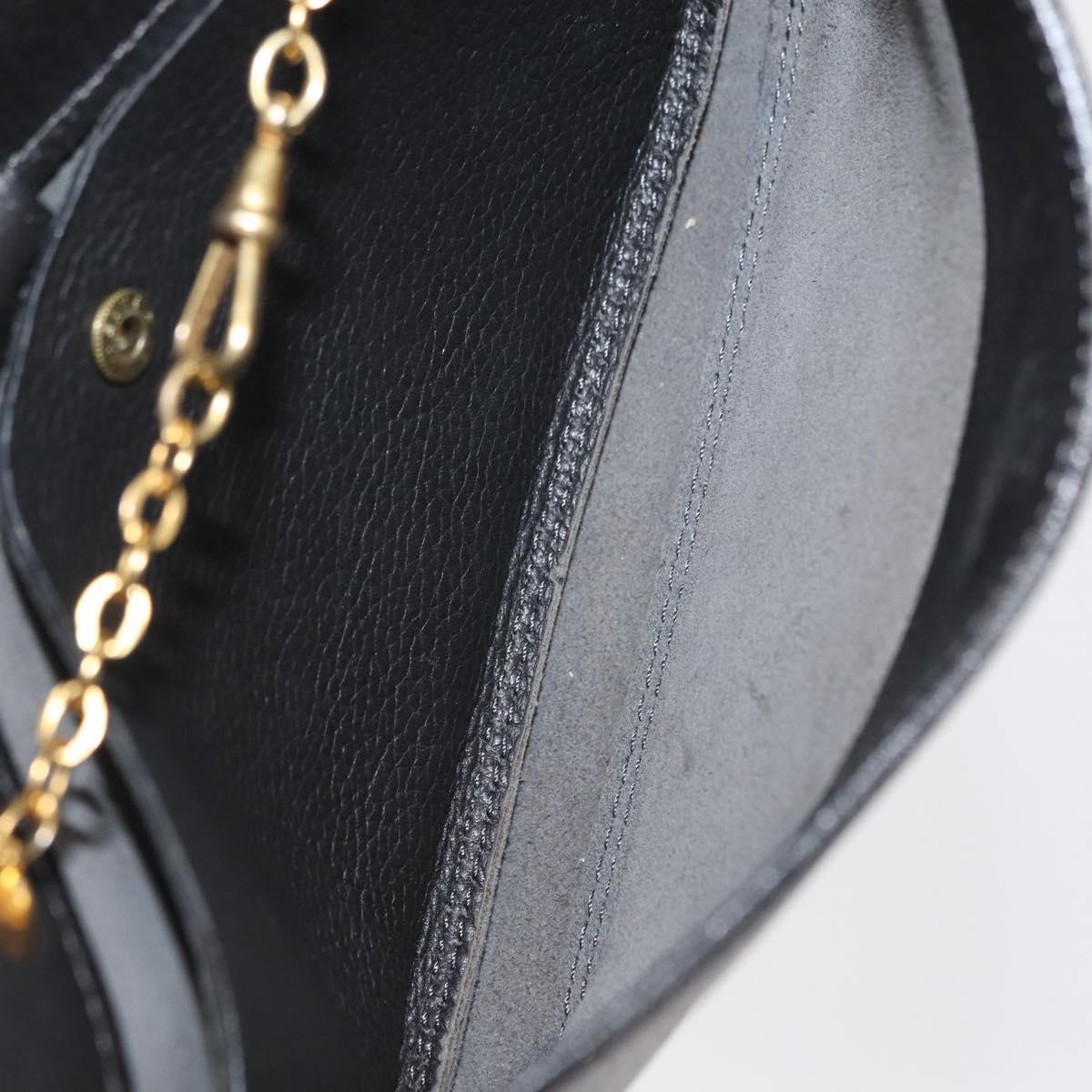 DELVAUX Chain Shoulder Bag Leather Black Gold Auth 162472