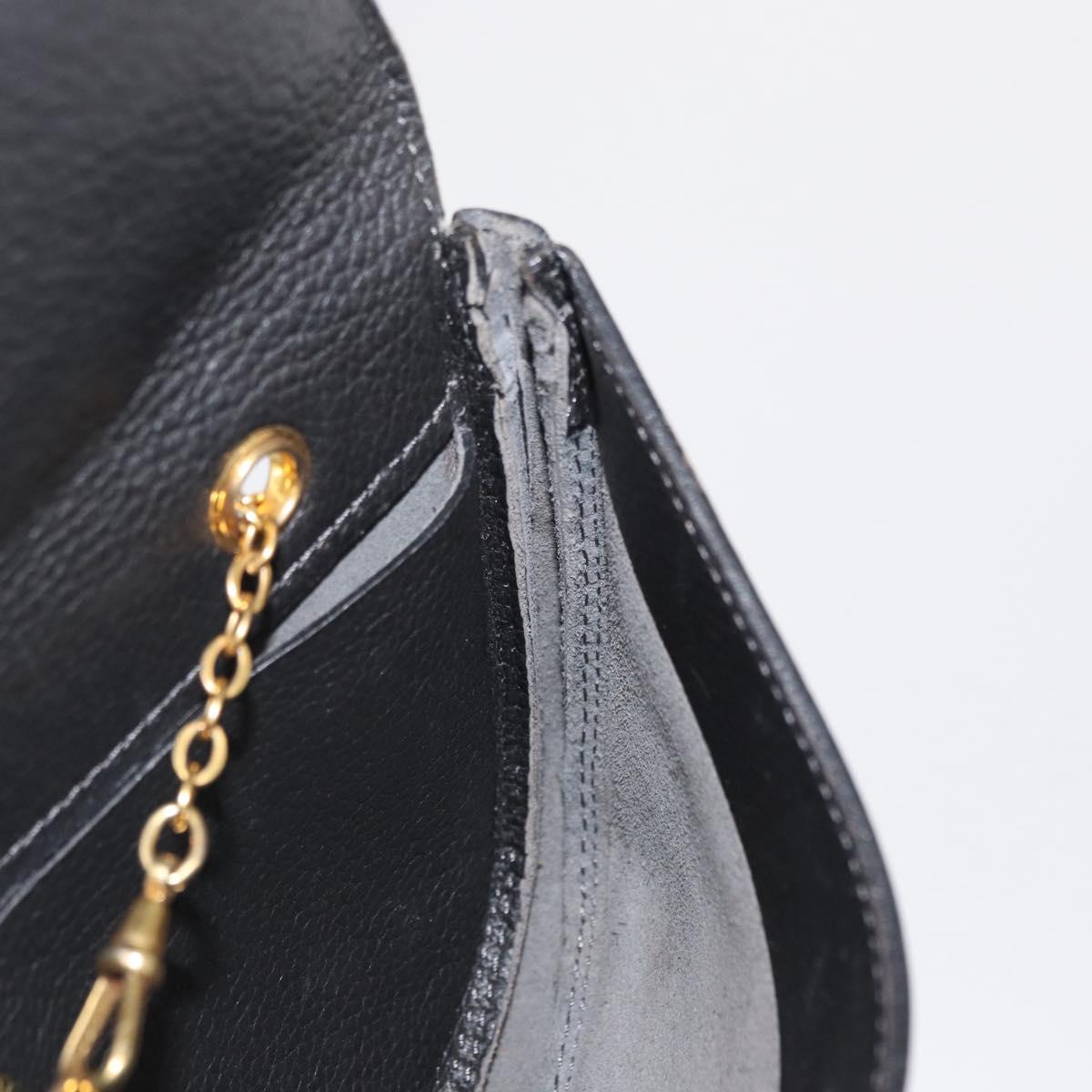 DELVAUX Chain Shoulder Bag Leather Black Gold Auth 162472