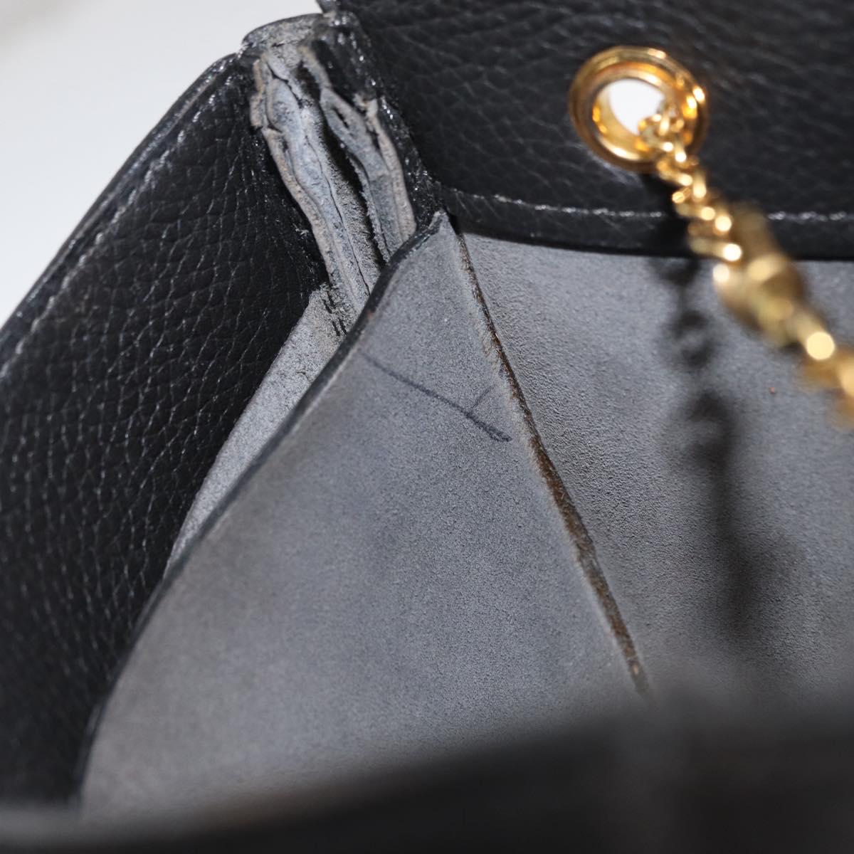 DELVAUX Chain Shoulder Bag Leather Black Gold Auth 162472