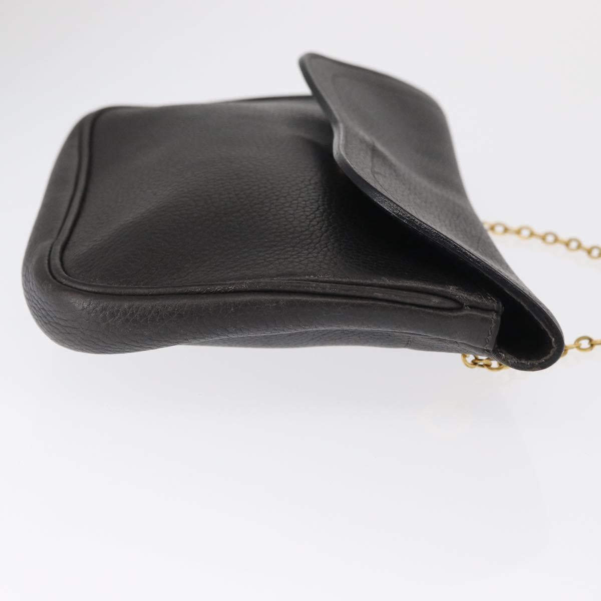 DELVAUX Chain Shoulder Bag Leather Black Gold Auth 162472