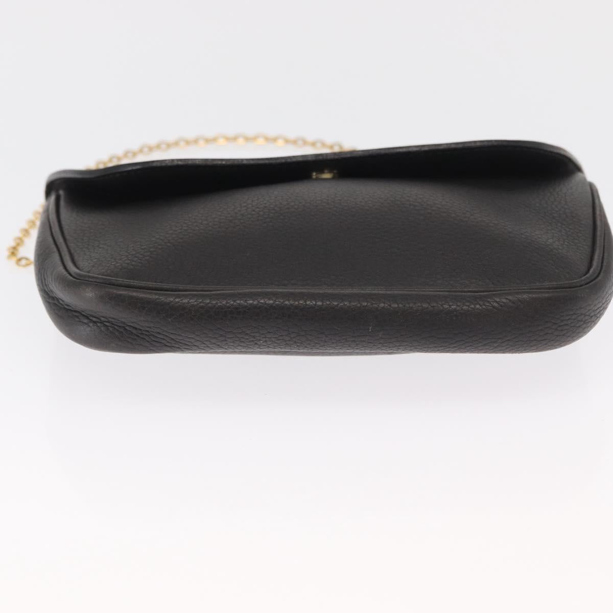 DELVAUX Chain Shoulder Bag Leather Black Gold Auth 162472