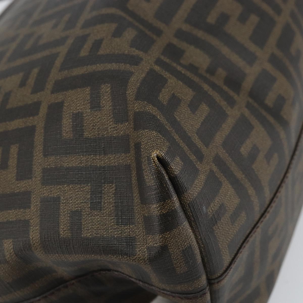 FENDI Zucca Canvas Tote Bag Black Brown Auth 162502