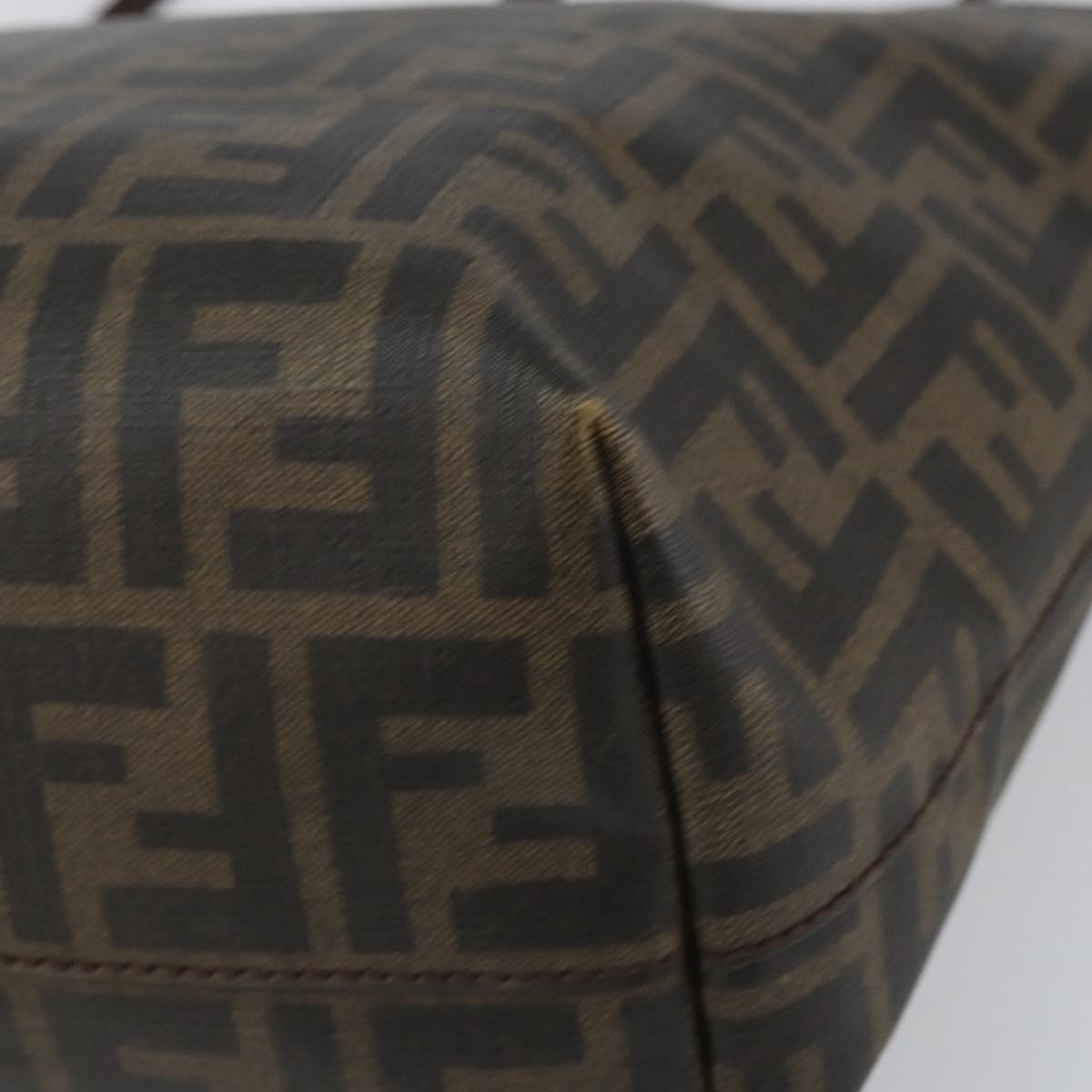 FENDI Zucca Canvas Tote Bag Black Brown Auth 162502