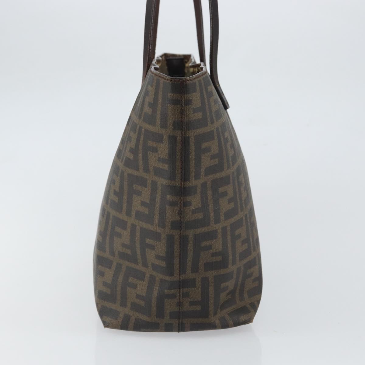 FENDI Zucca Canvas Tote Bag Black Brown Auth 162502