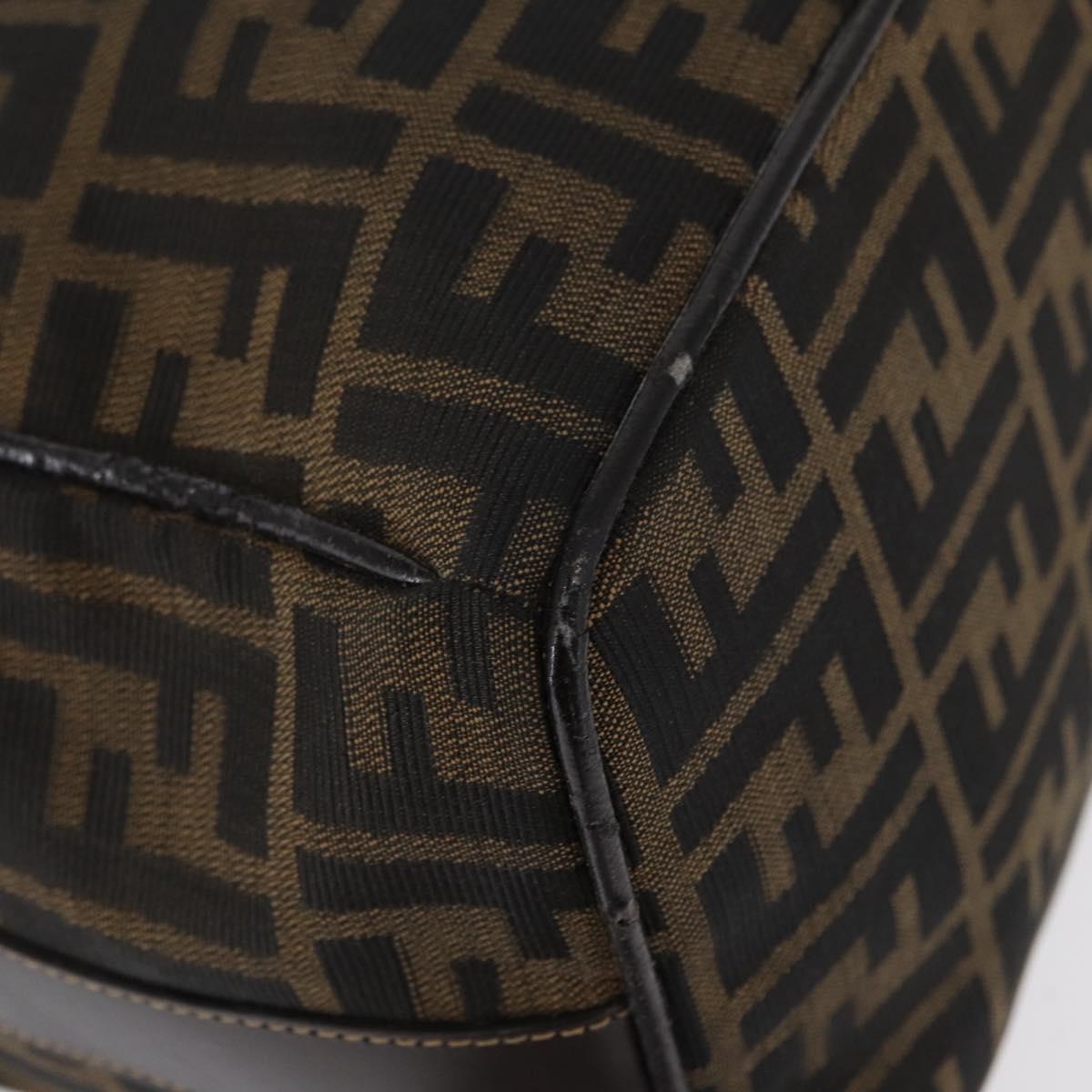 FENDI Zucca Canvas Hand Bag Black Brown Auth 162503