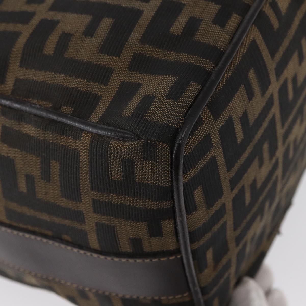 FENDI Zucca Canvas Hand Bag Black Brown Auth 162503