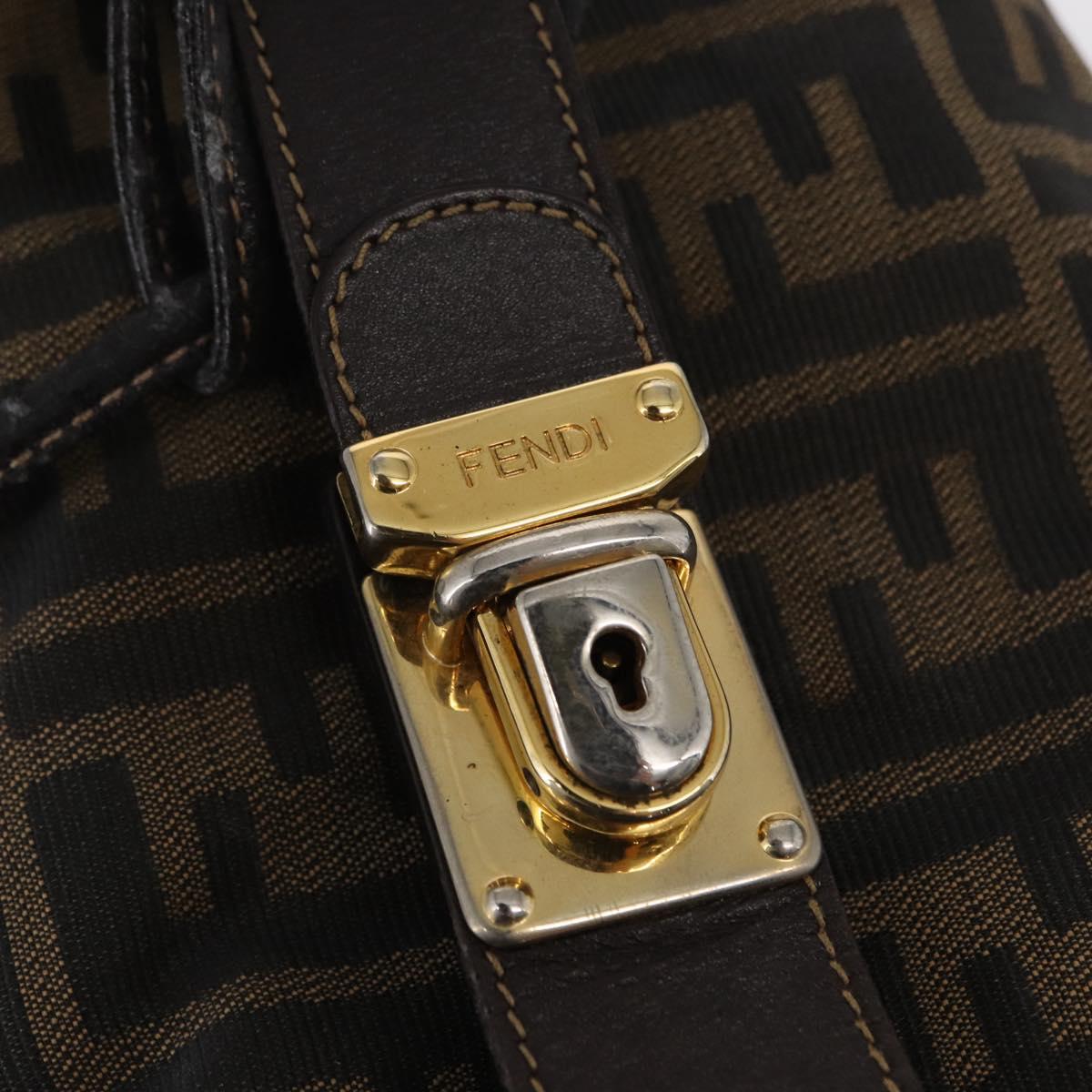 FENDI Zucca Canvas Hand Bag Black Brown Auth 162503