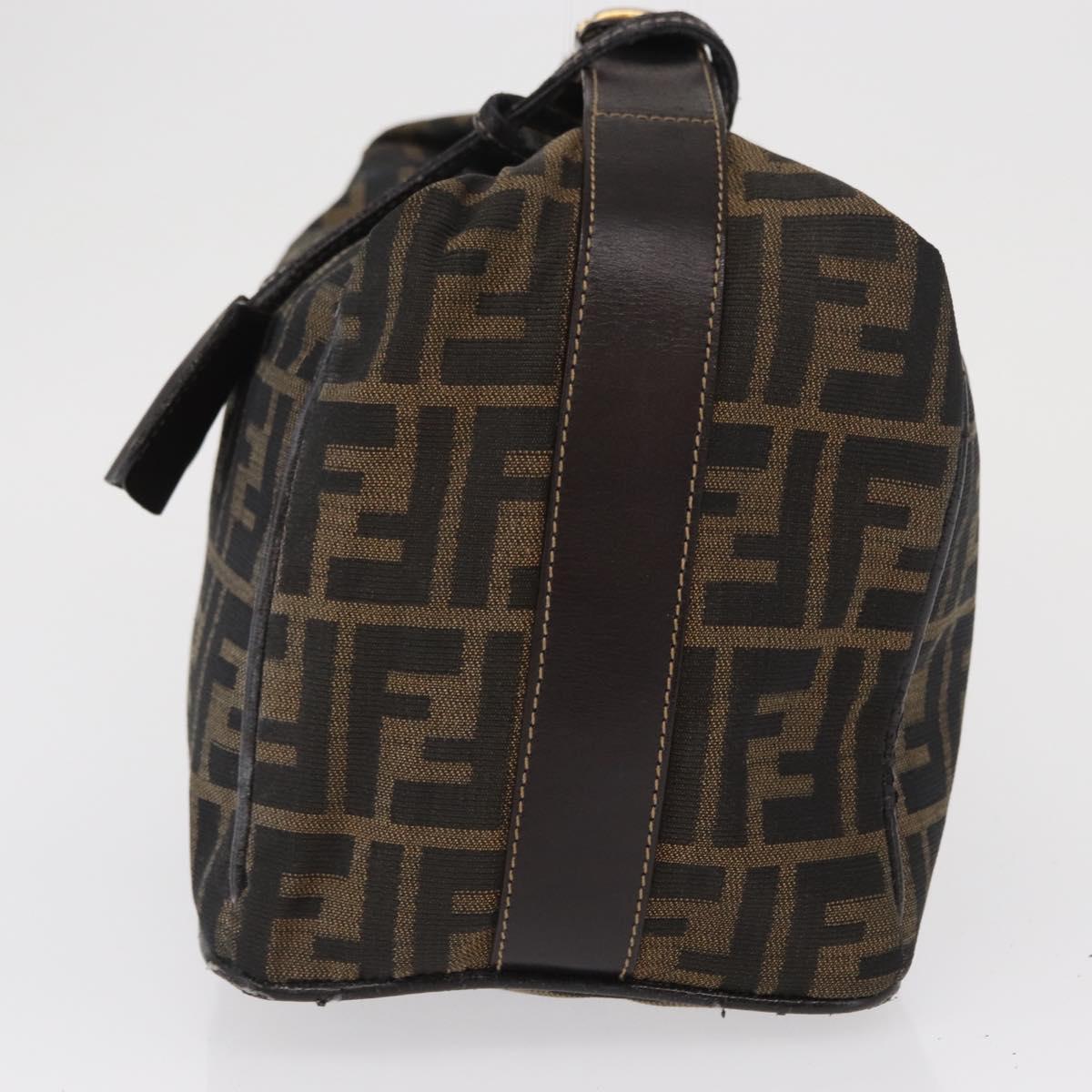 FENDI Zucca Canvas Hand Bag Black Brown Auth 162503