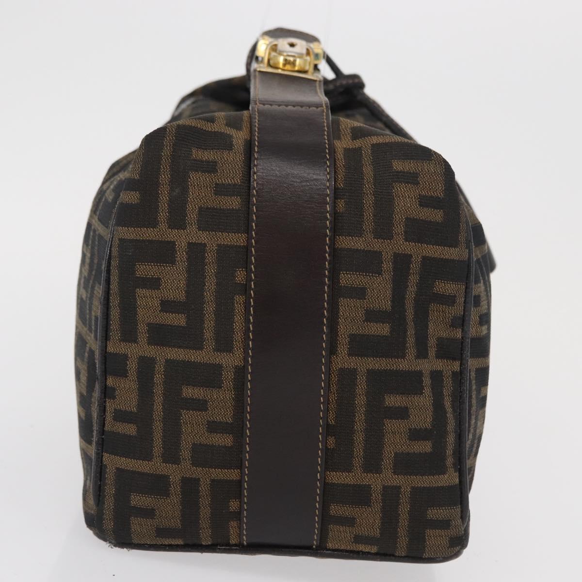 FENDI Zucca Canvas Hand Bag Black Brown Auth 162503