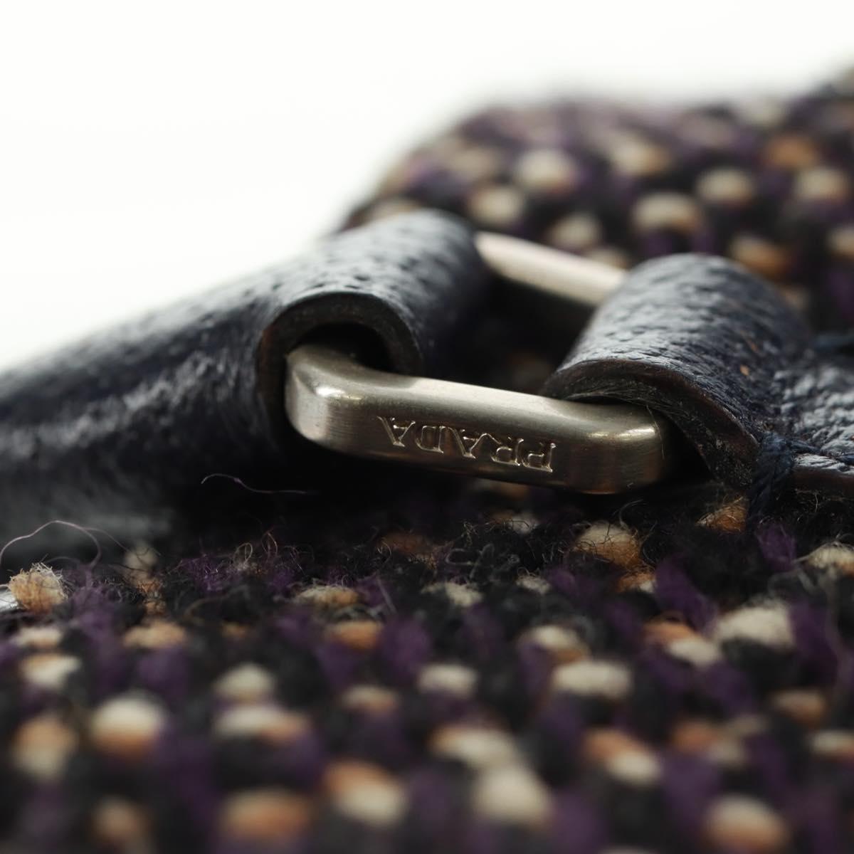 PRADA Hand Bag Wool Purple Silver Auth 162514V