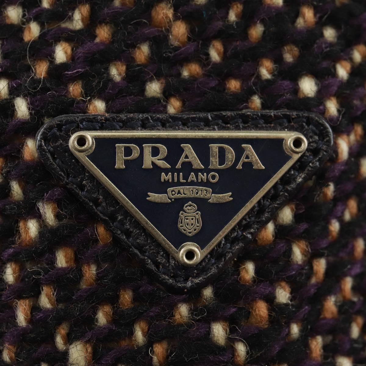 PRADA Hand Bag Wool Purple Silver Auth 162514V