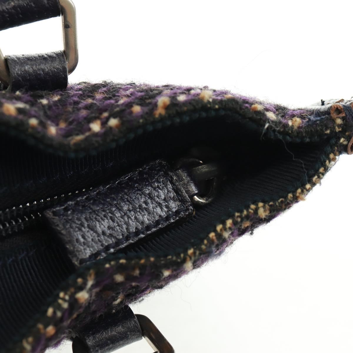 PRADA Hand Bag Wool Purple Silver Auth 162514V
