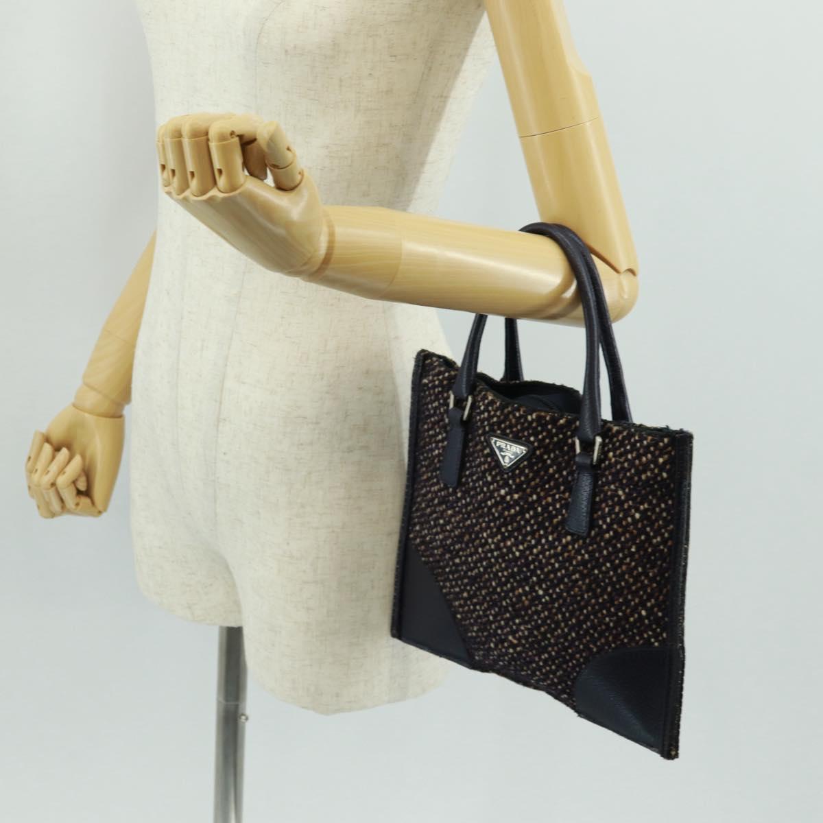 PRADA Hand Bag Wool Purple Silver Auth 162514V