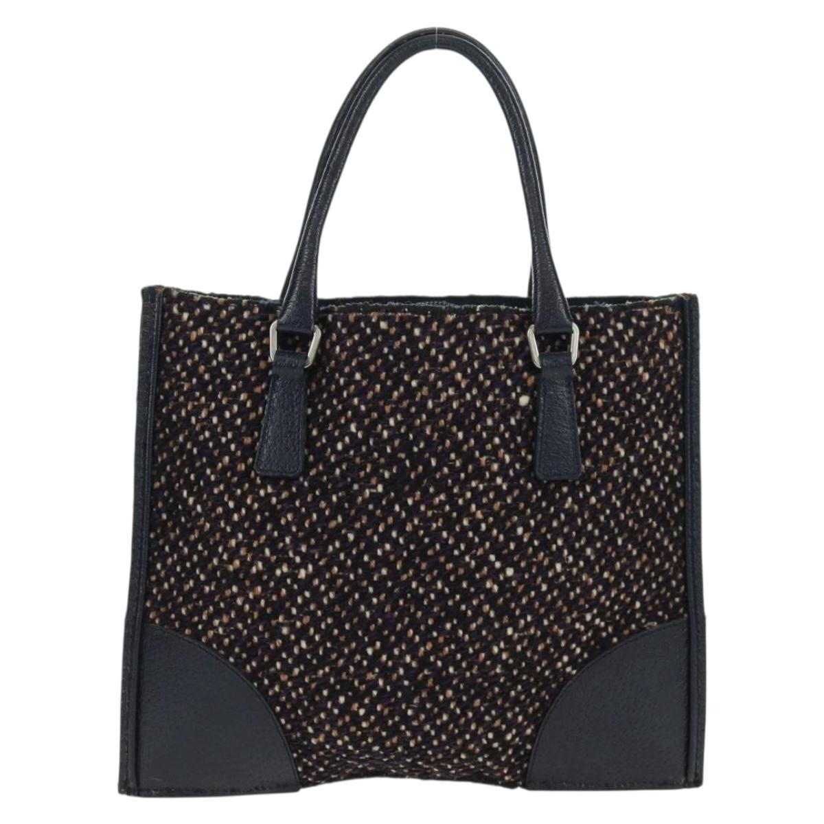 PRADA Hand Bag Wool Purple Silver Auth 162514V