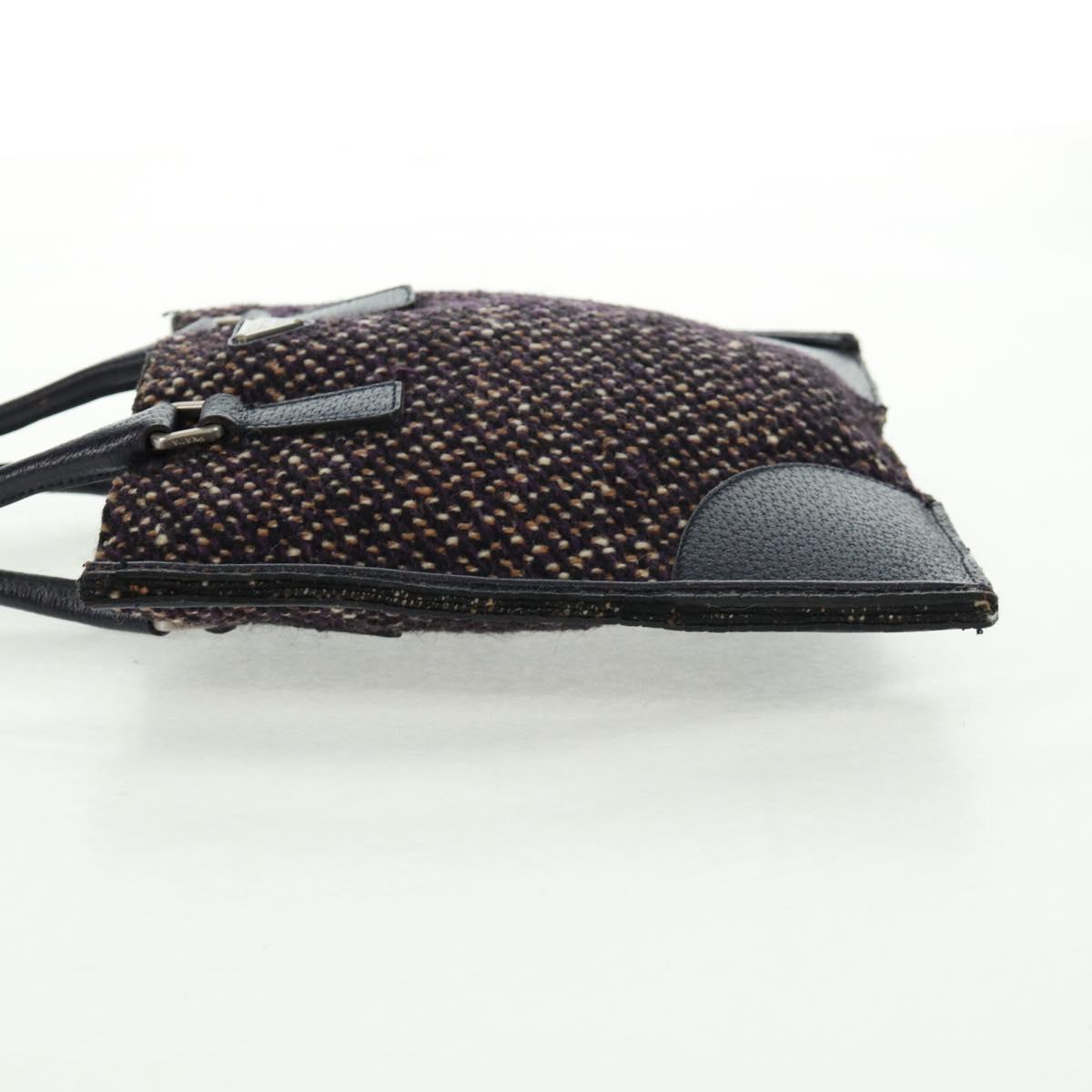 PRADA Hand Bag Wool Purple Silver Auth 162514V