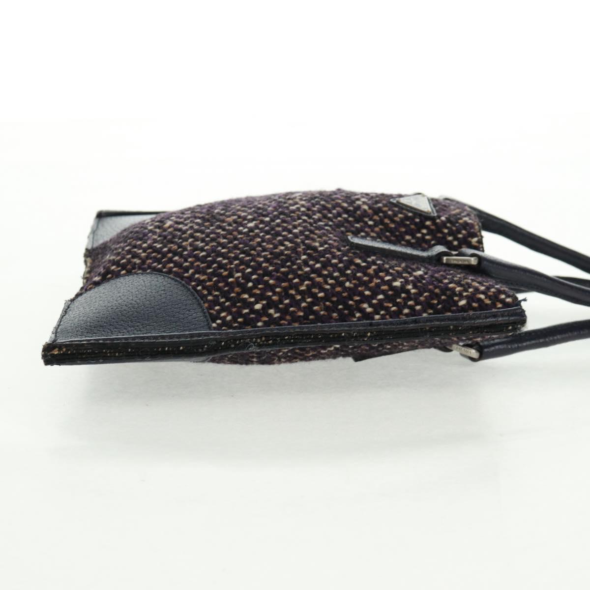 PRADA Hand Bag Wool Purple Silver Auth 162514V