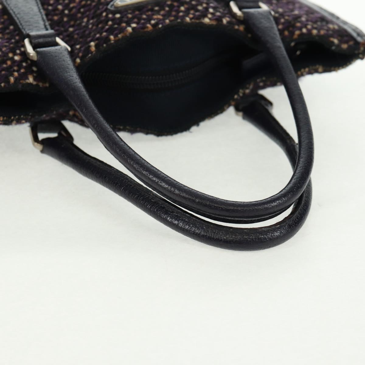 PRADA Hand Bag Wool Purple Silver Auth 162514V