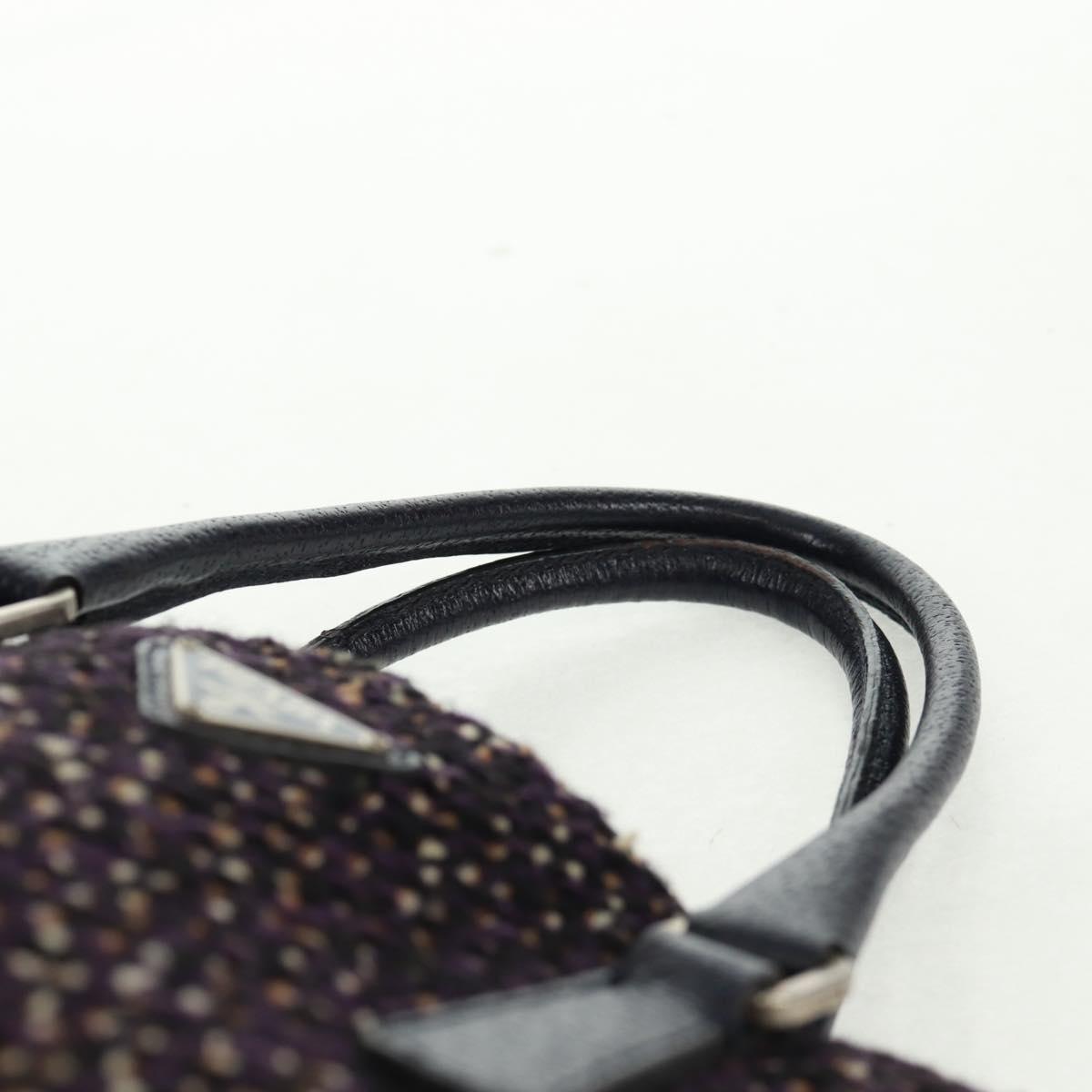PRADA Hand Bag Wool Purple Silver Auth 162514V