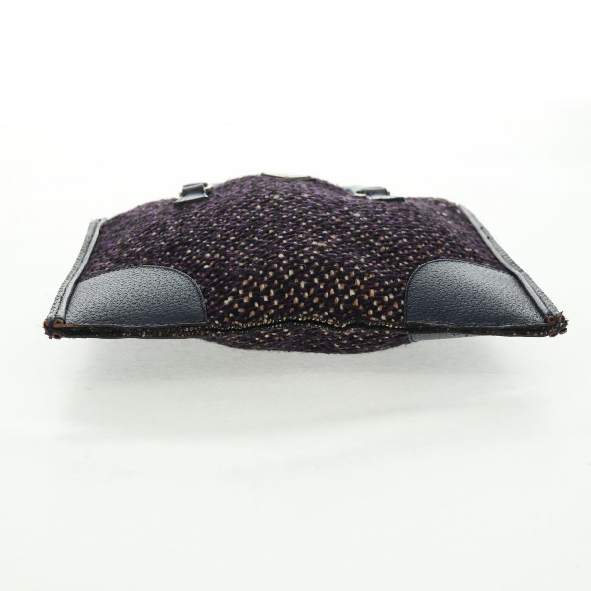 PRADA Hand Bag Wool Purple Silver Auth 162514V