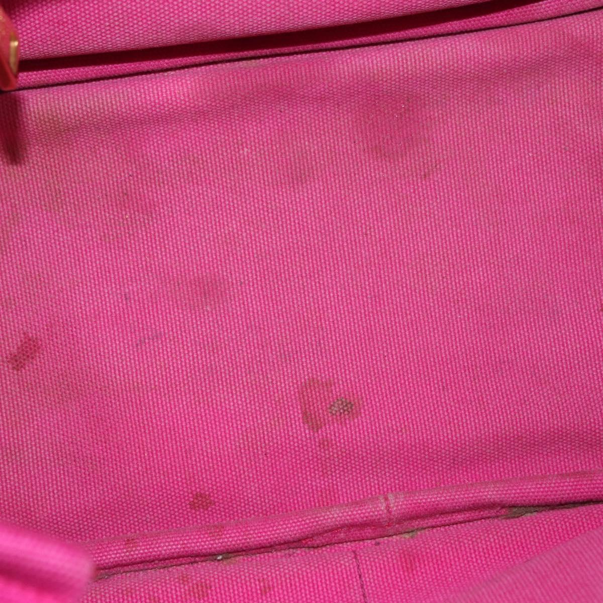PRADA Canapa PM Hand Bag Canvas 2way Pink Gold Auth 162515