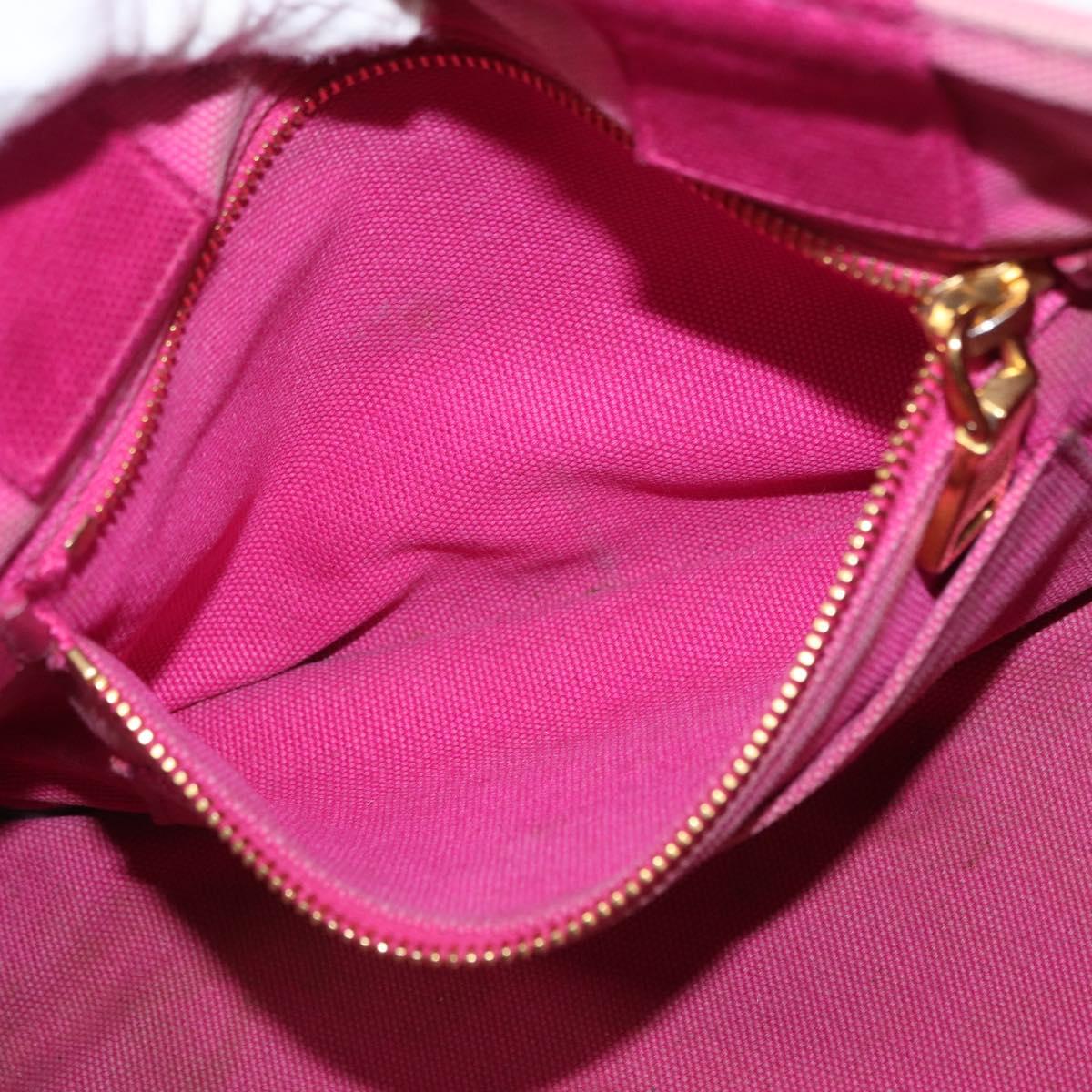 PRADA Canapa PM Hand Bag Canvas 2way Pink Gold Auth 162515